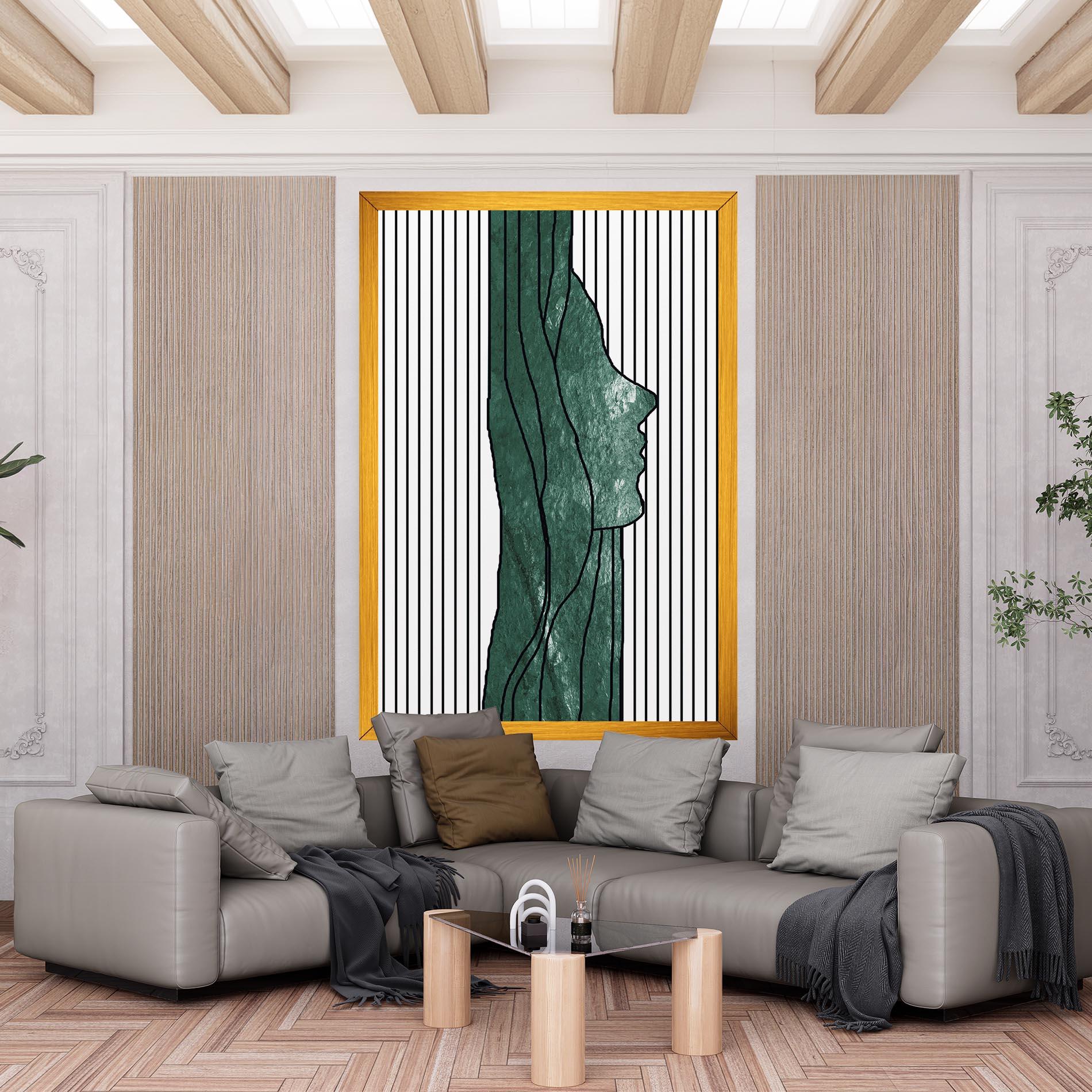 Картина на платно Abstract Green Face mockup 6