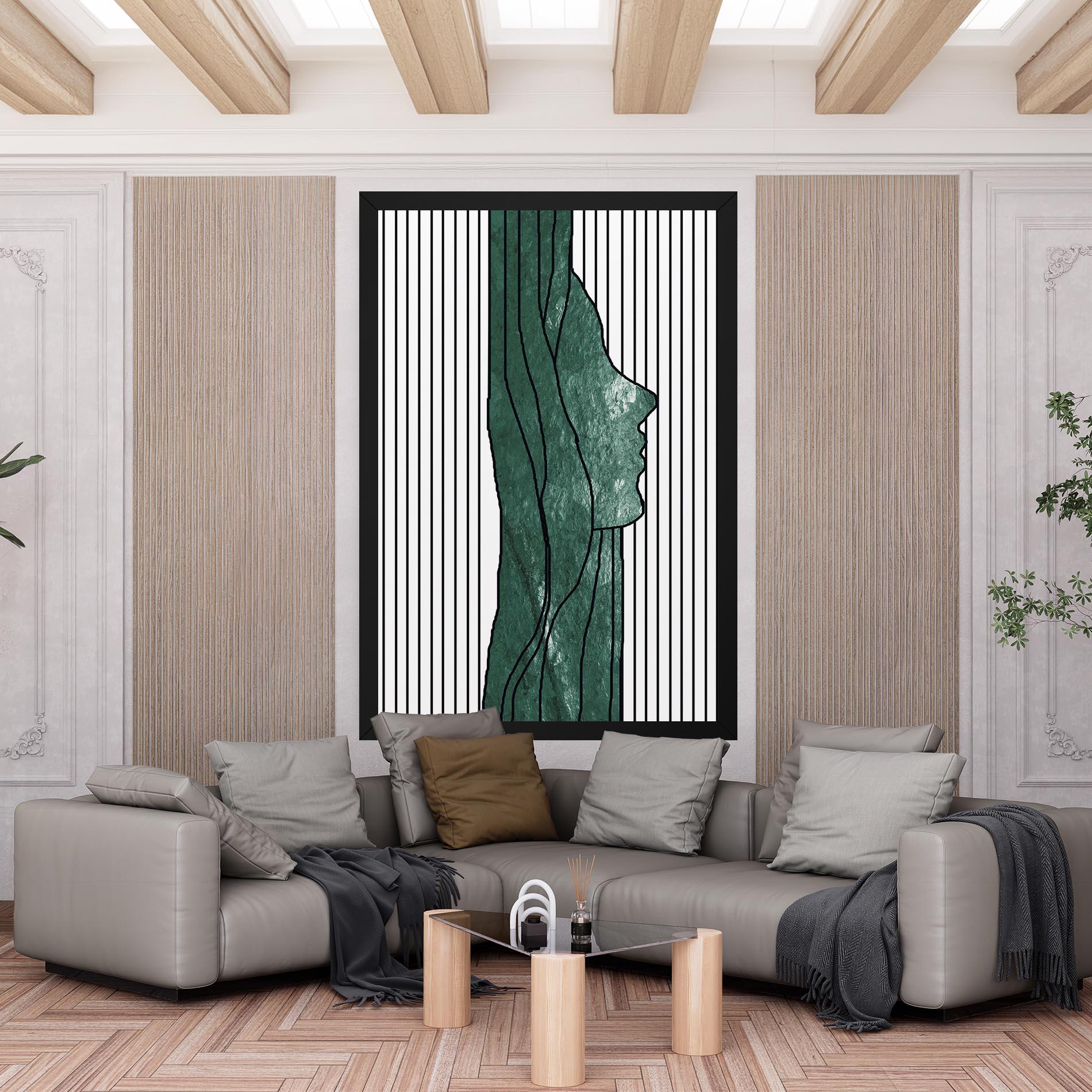 Картина на платно Abstract Green Face mockup 6