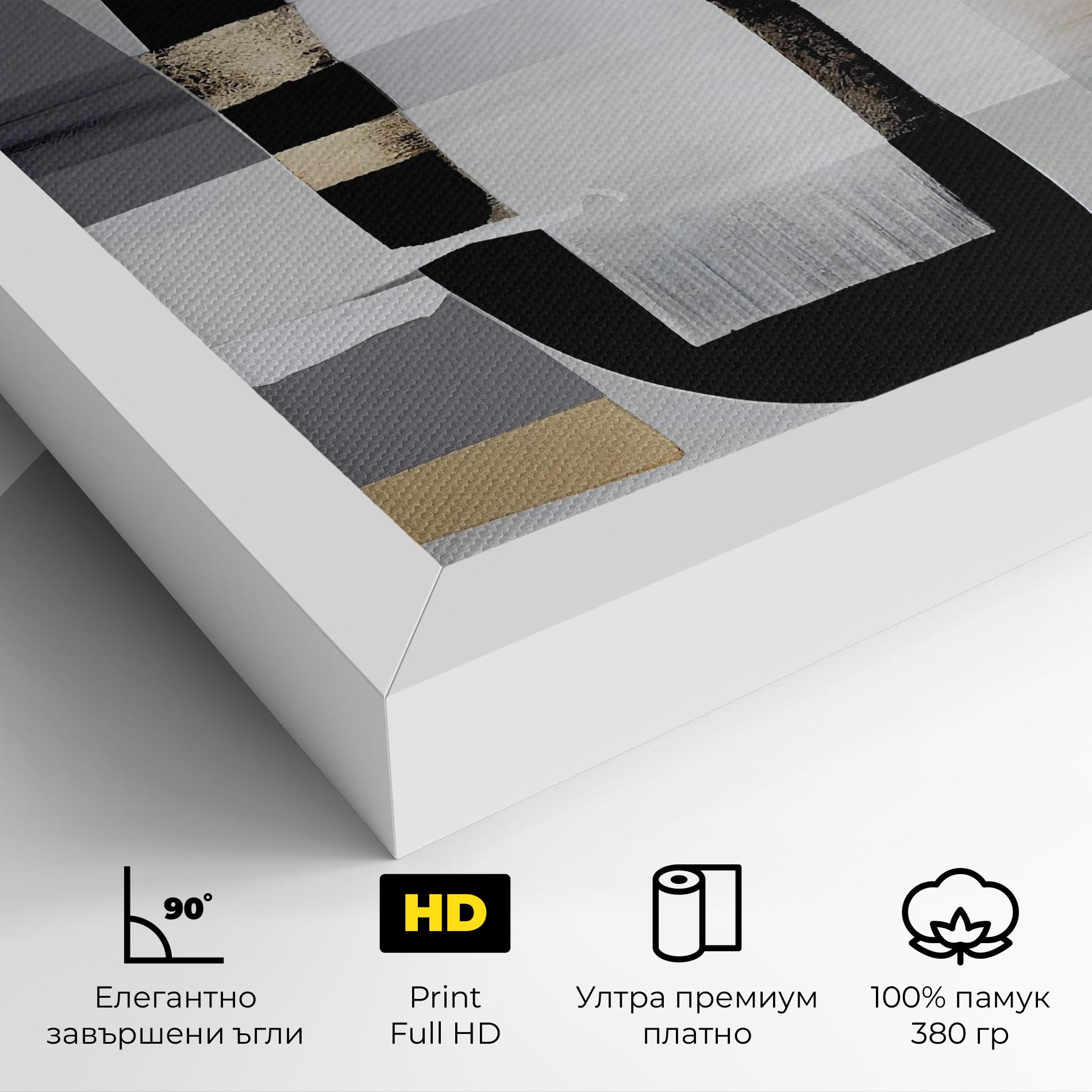 Картина на платно Abstract Gold Painting With Black mockup 4