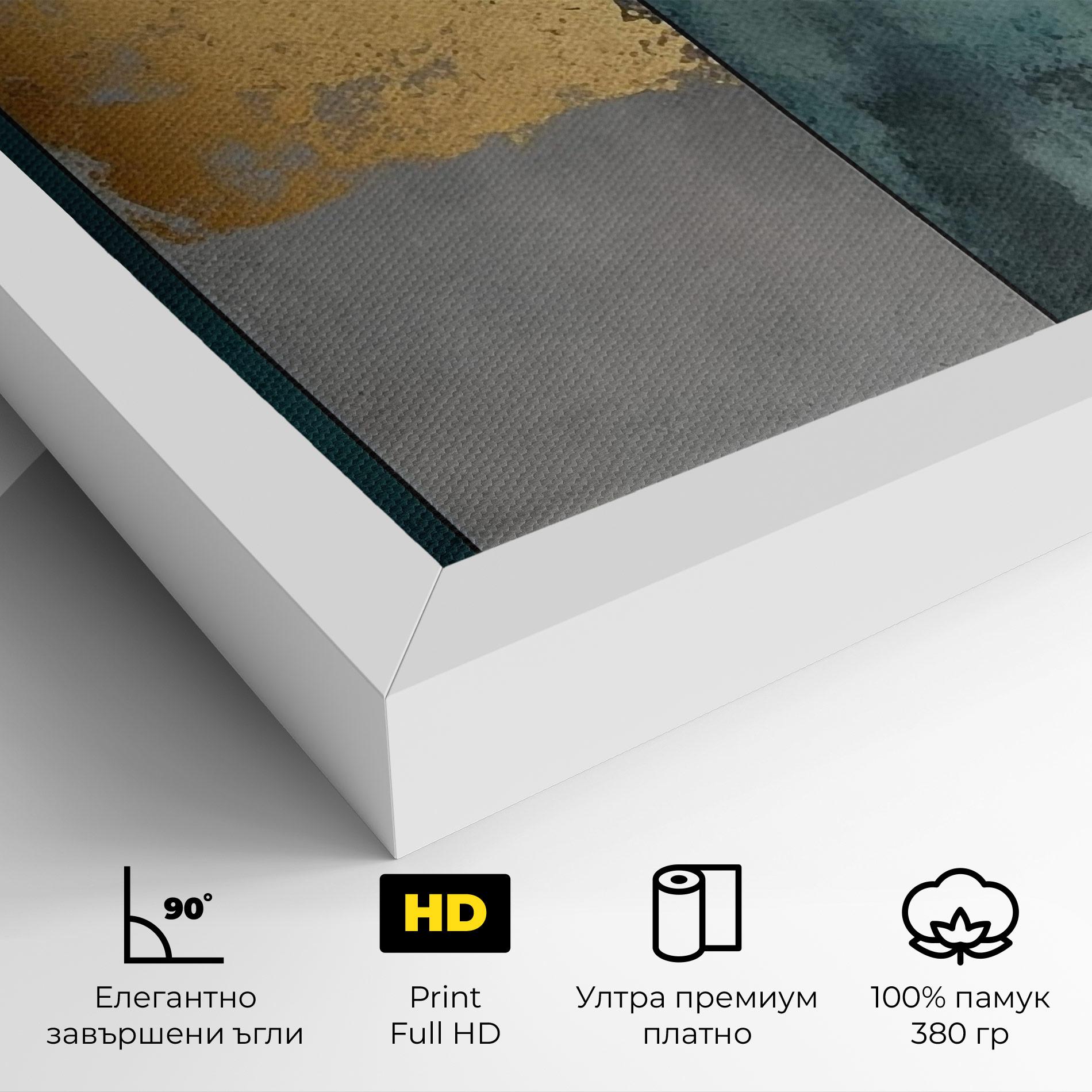 Картина на платно Green Colors With Gold mockup 4