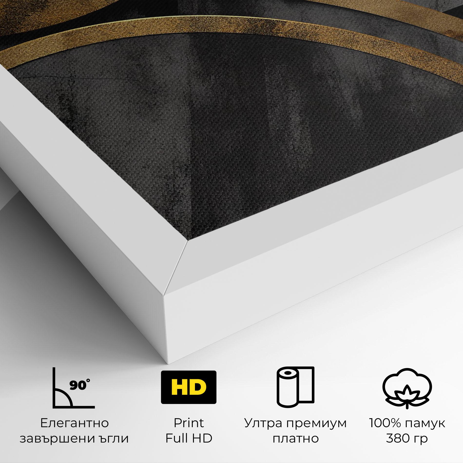 Картина на платно Grey With Gold Painting mockup 4