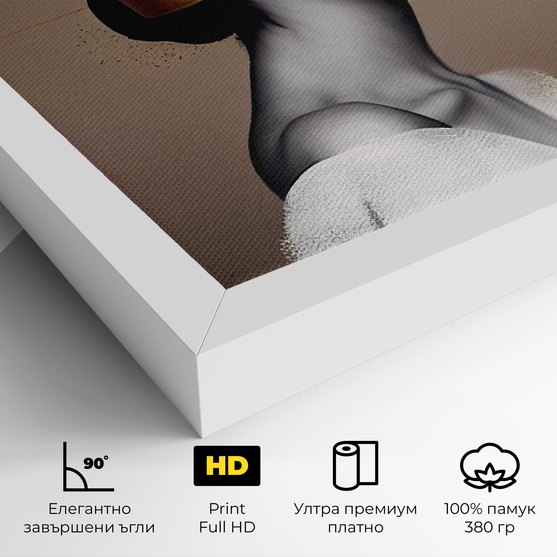 Картина на платно Woman With Gold Lines mockup 4