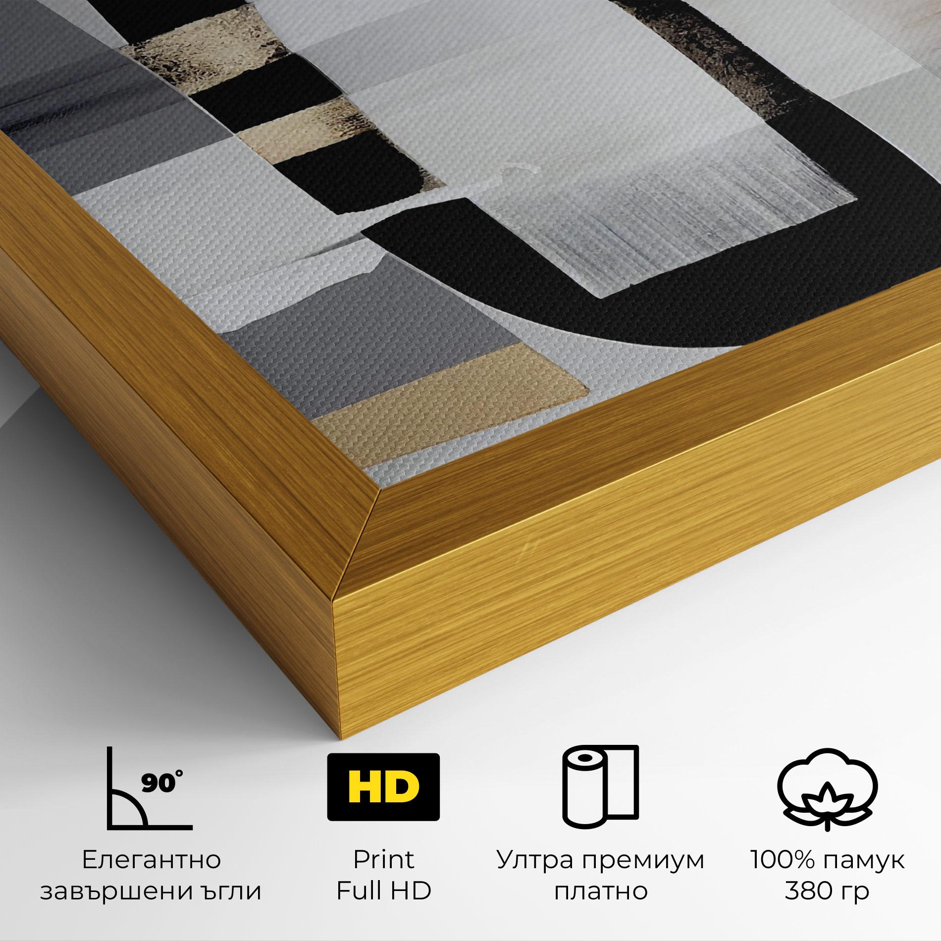 Картина на платно Abstract Gold Painting With Black mockup 4