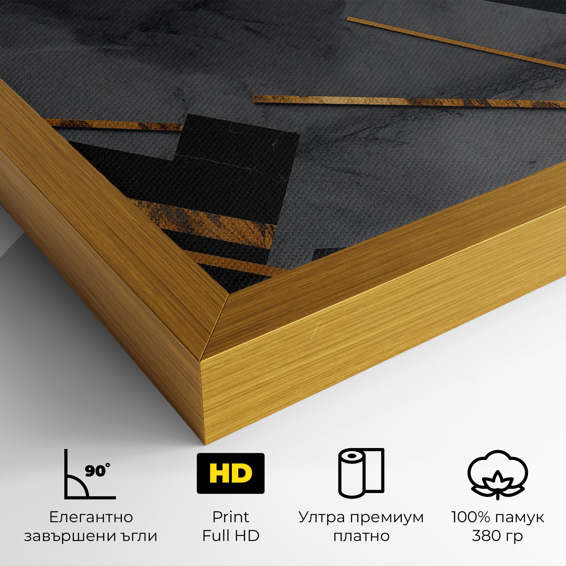 Картина на платно Grey Painting With Gold Lines mockup 4