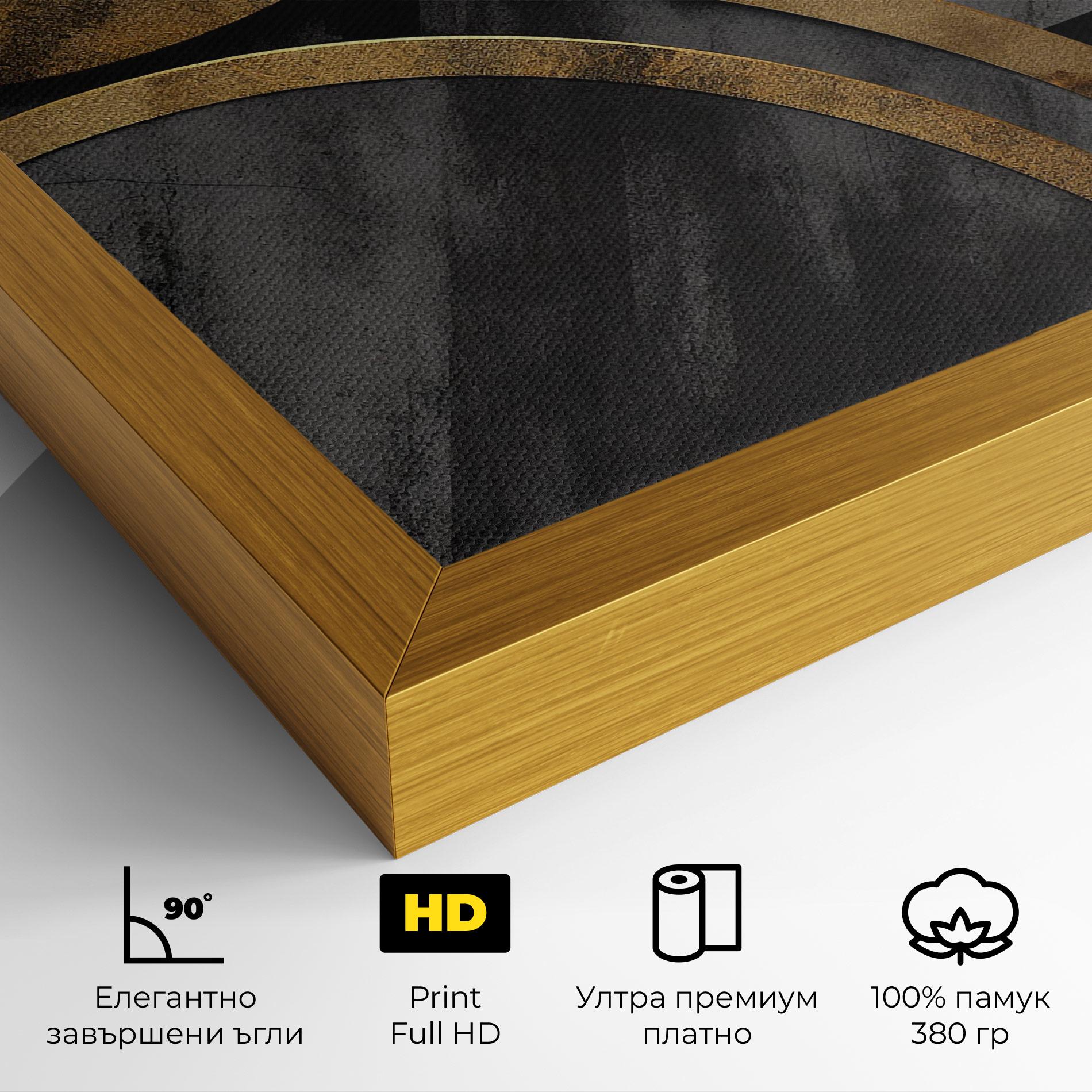 Картина на платно Grey With Gold Painting mockup 4