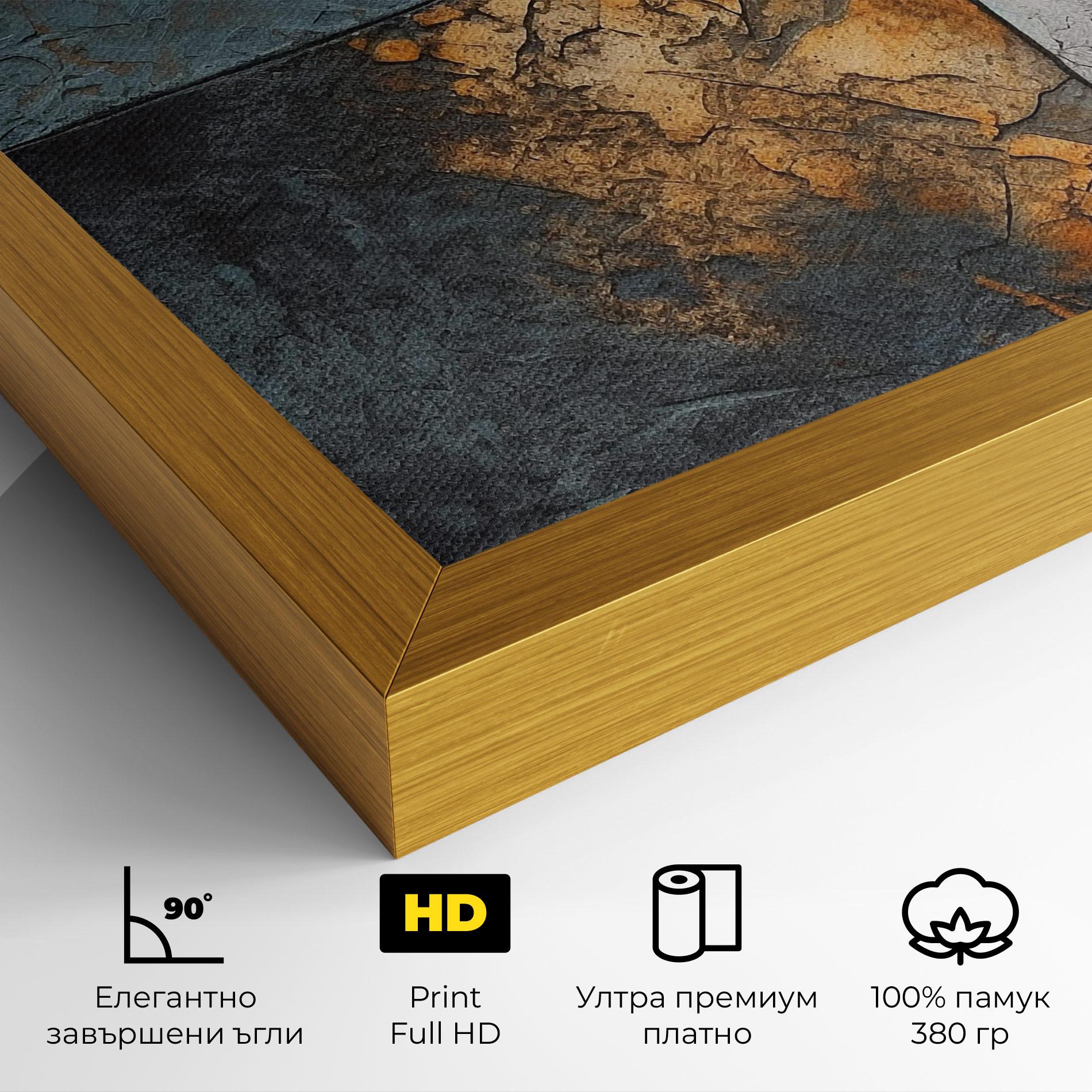 Картина на платно White Square With Gold mockup 4