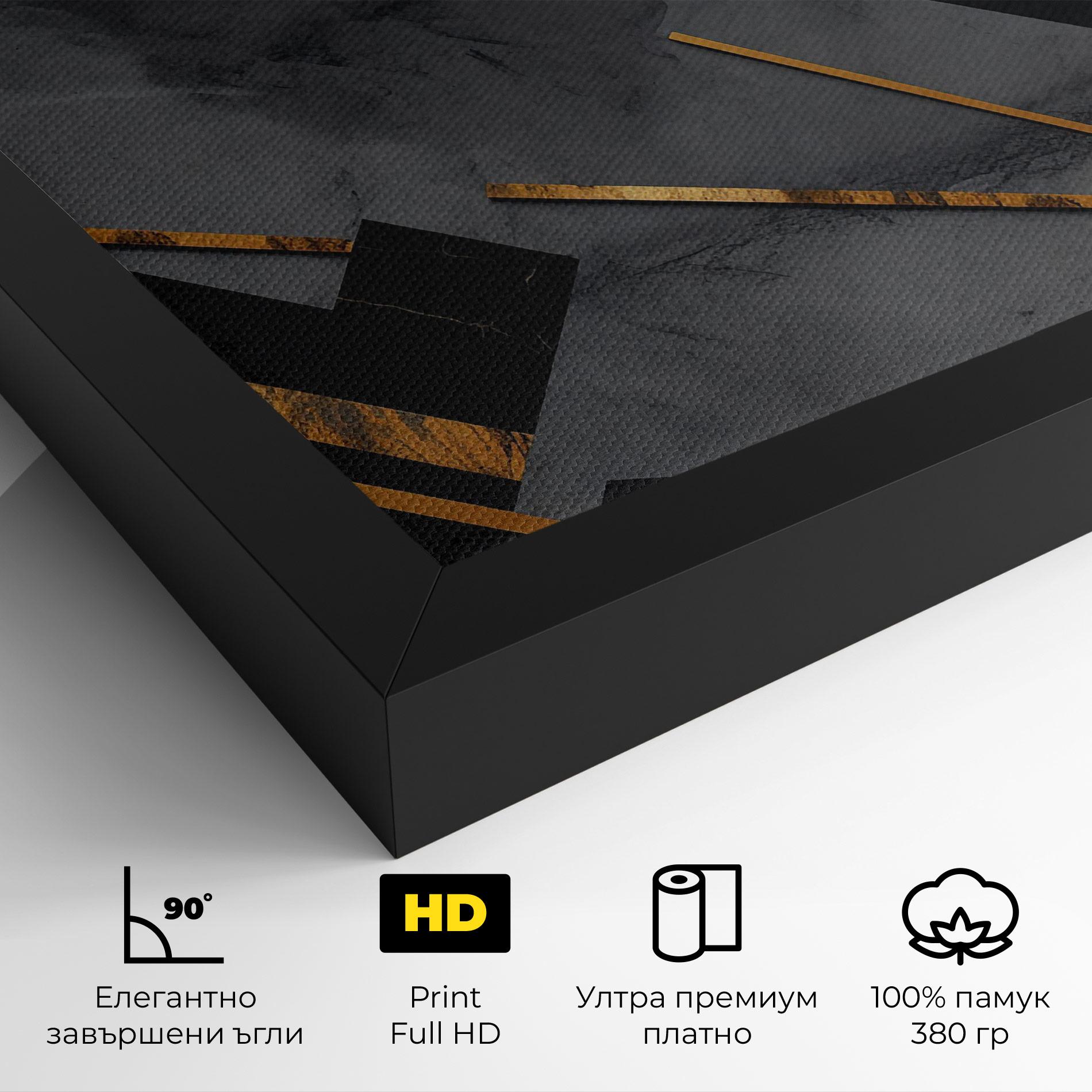 Картина на платно Grey Painting With Gold Lines mockup 4