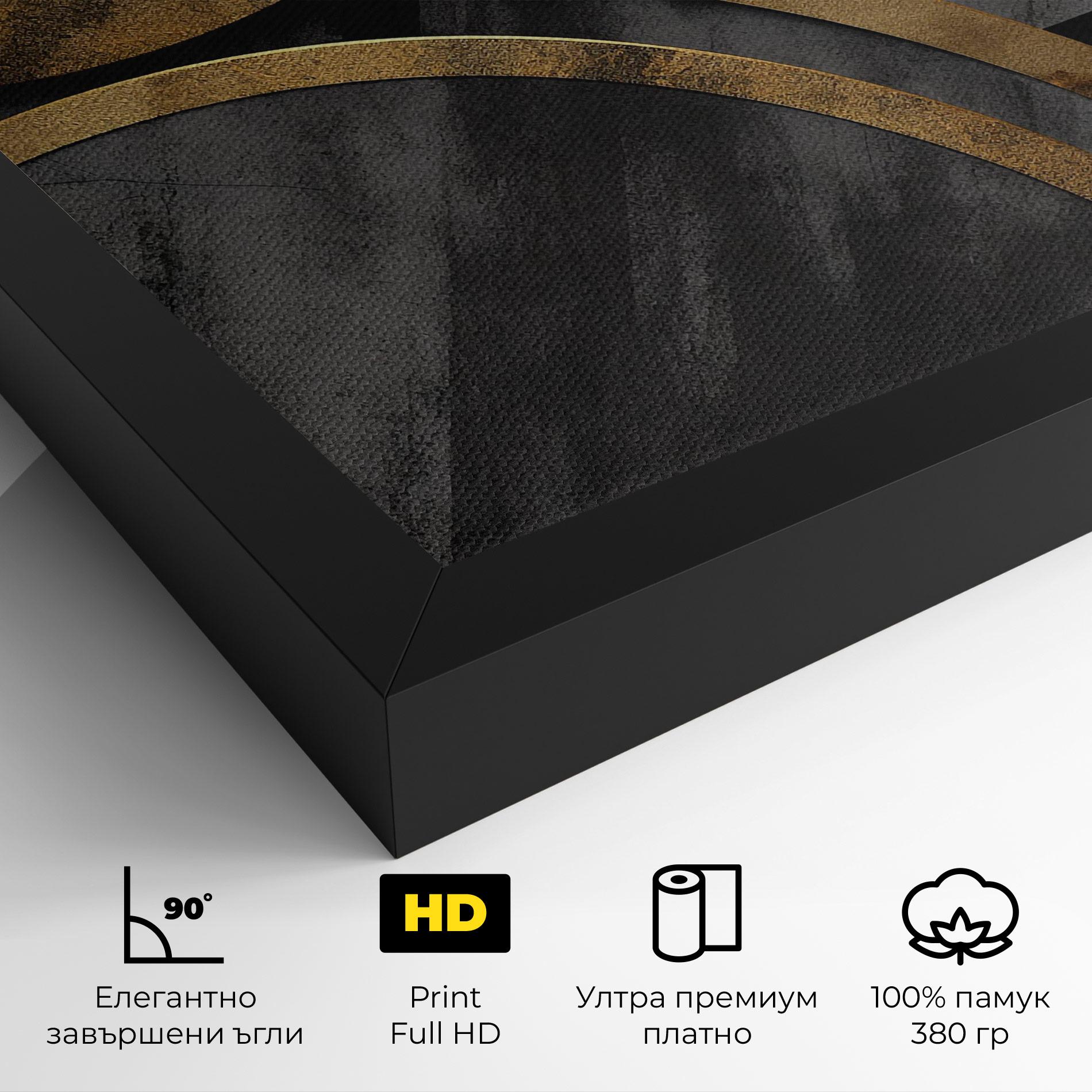 Картина на платно Grey With Gold Painting mockup 4