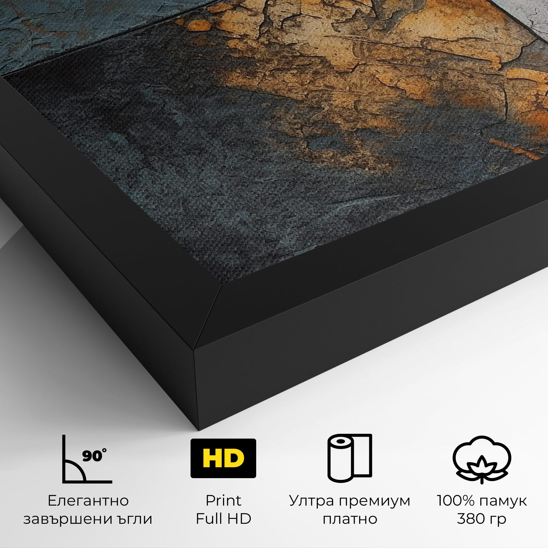 Картина на платно White Square With Gold mockup 4