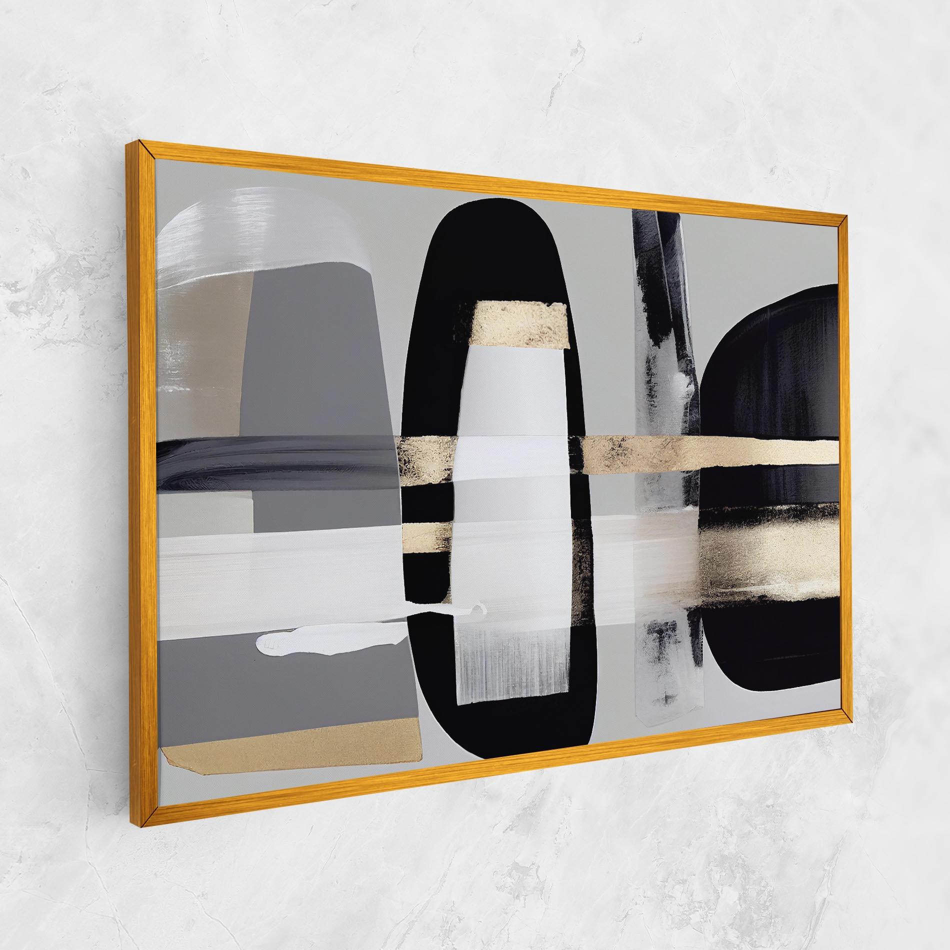 Картина на платно Abstract Gold Painting With Black mockup 1