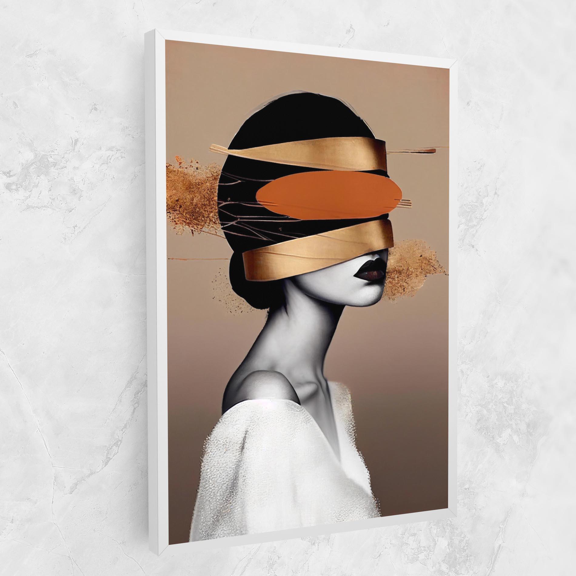 Картина на платно Woman With Gold Lines mockup 1