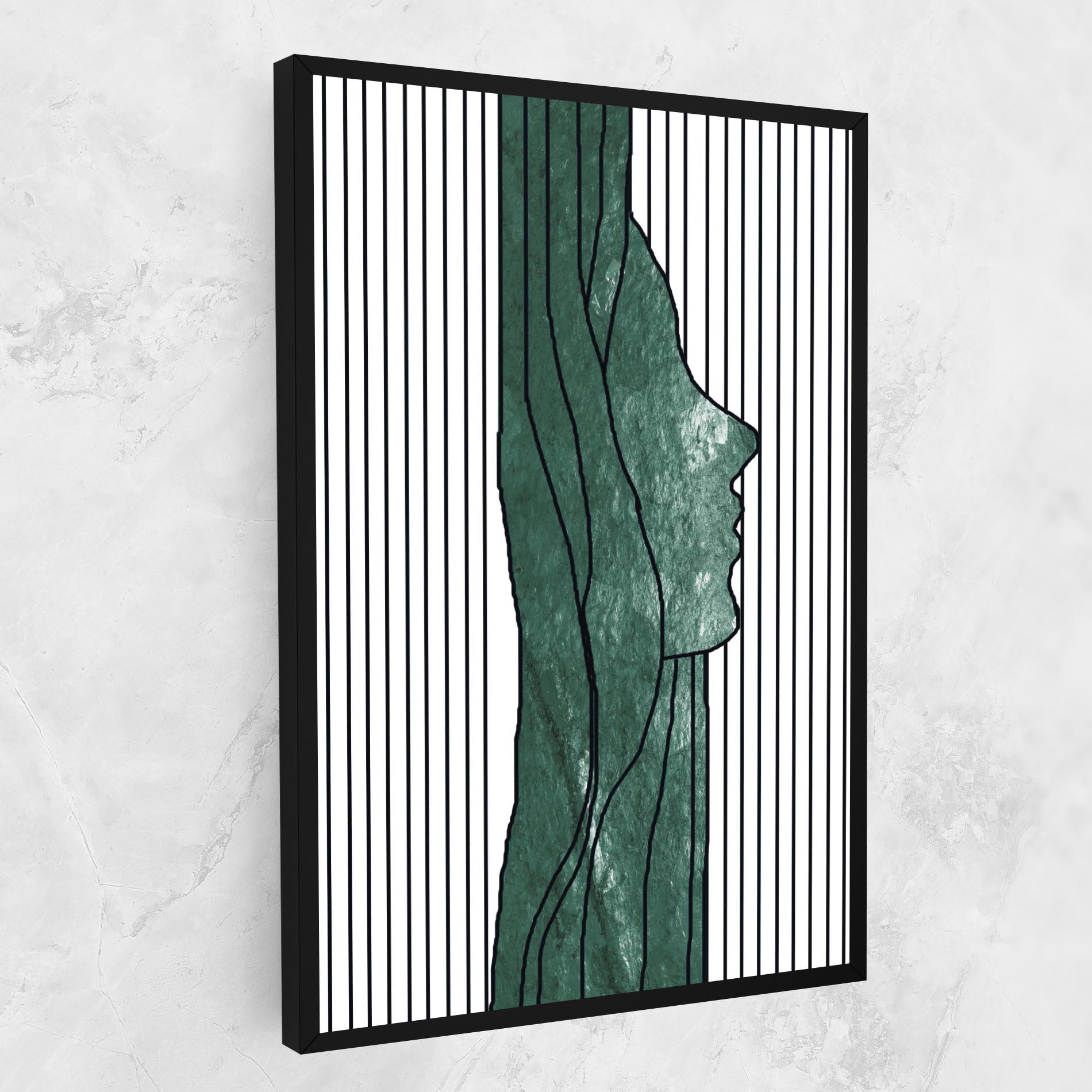 Картина на платно Abstract Green Face mockup 1