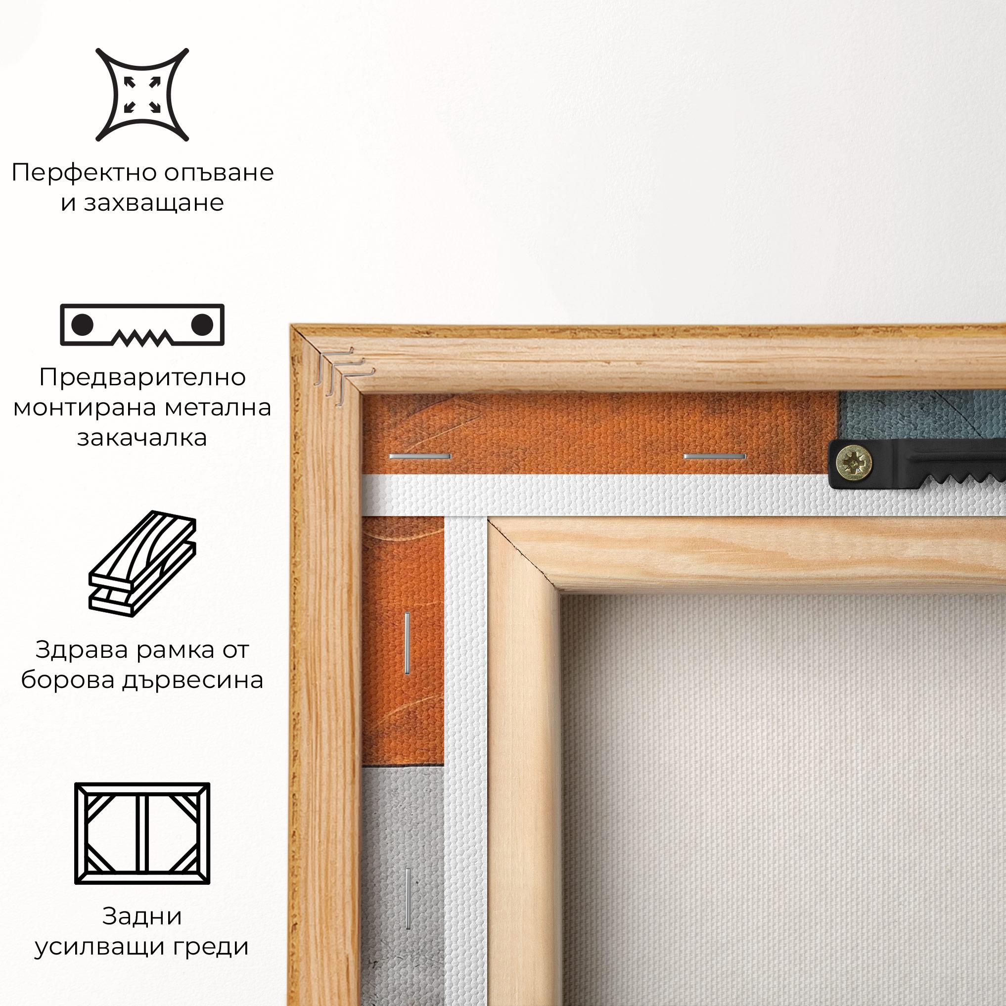 Картина на платно White Square With Gold mockup 5