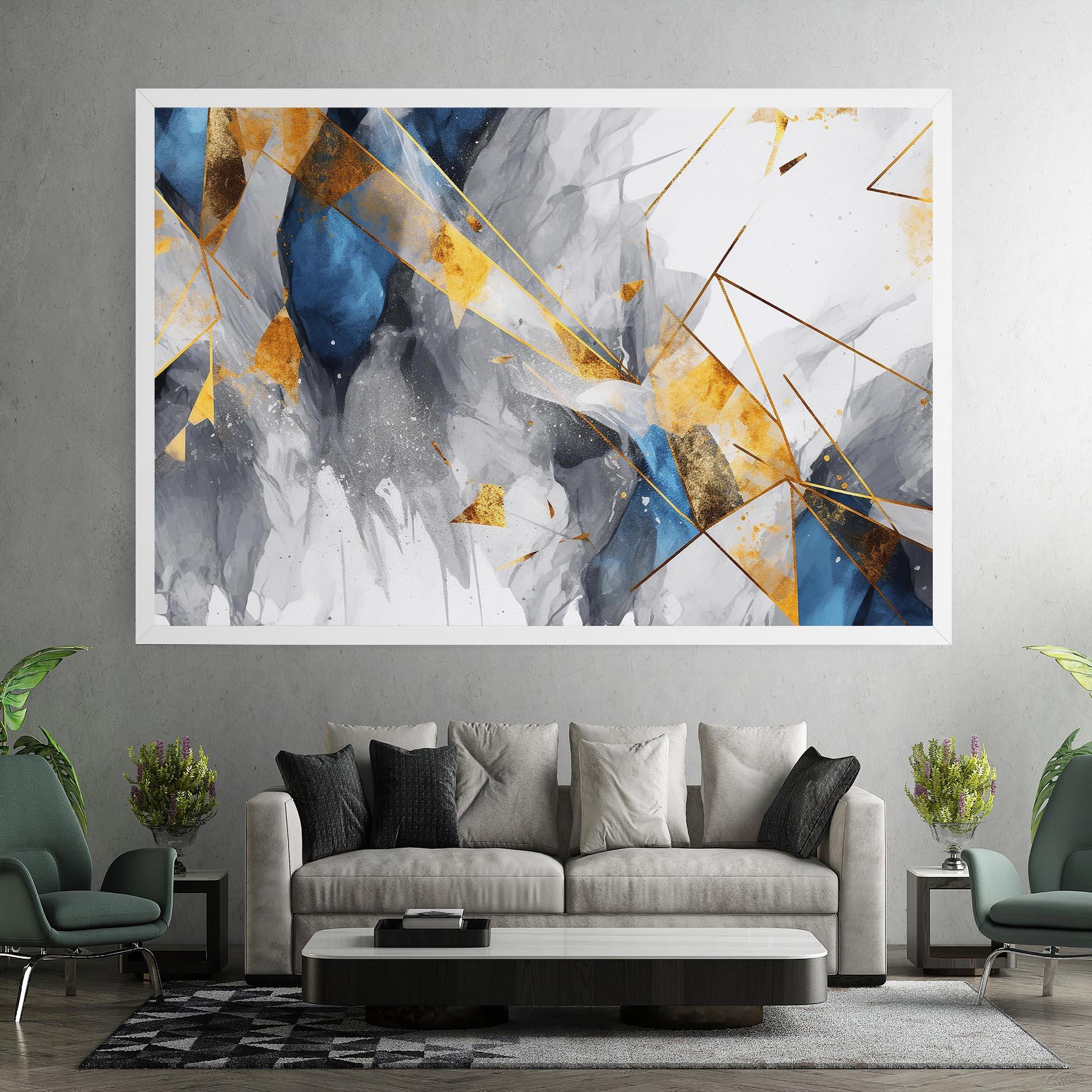 Картина на платно Abstract Gold Blue Pattern mockup 7