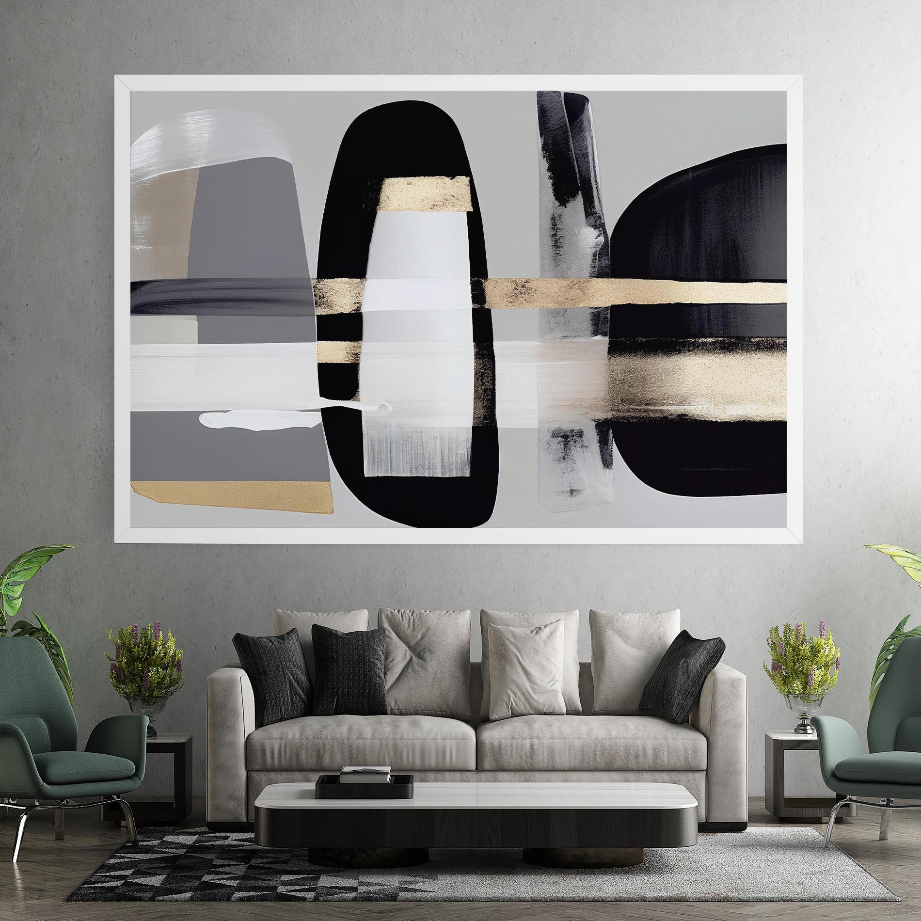 Картина на платно Abstract Gold Painting With Black mockup 7
