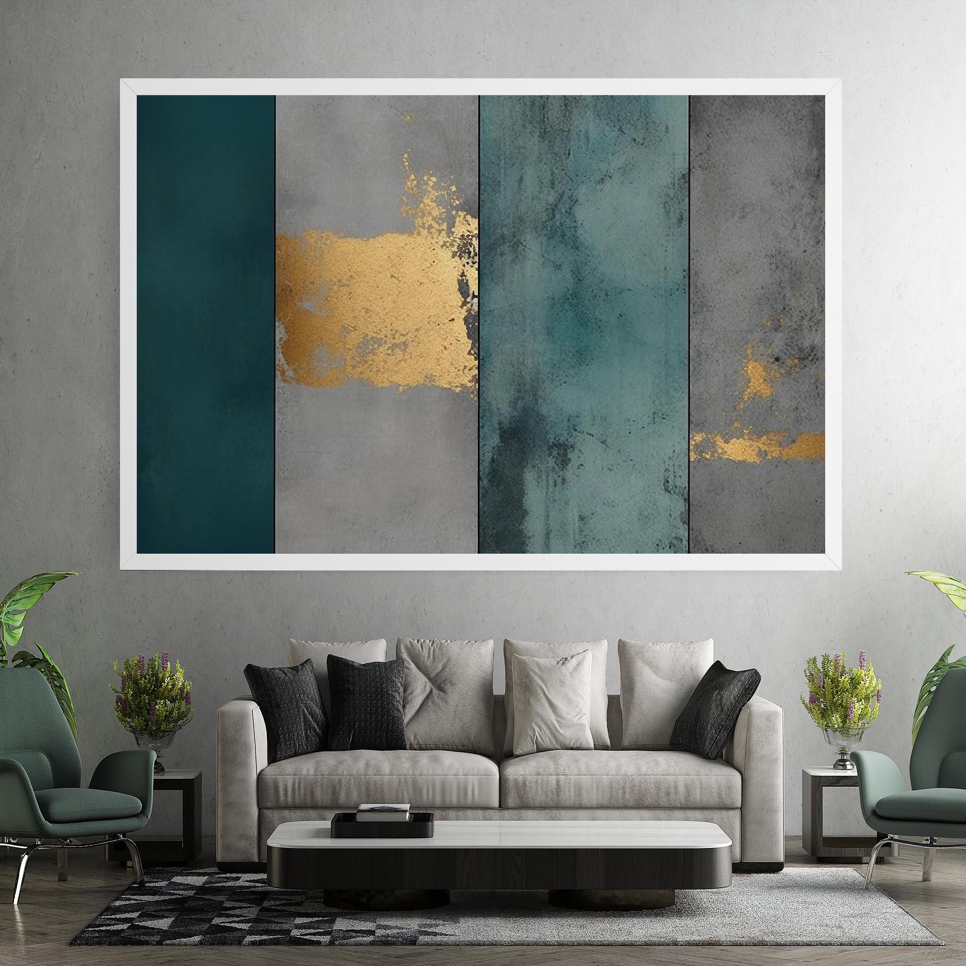 Картина на платно Green Colors With Gold mockup 7