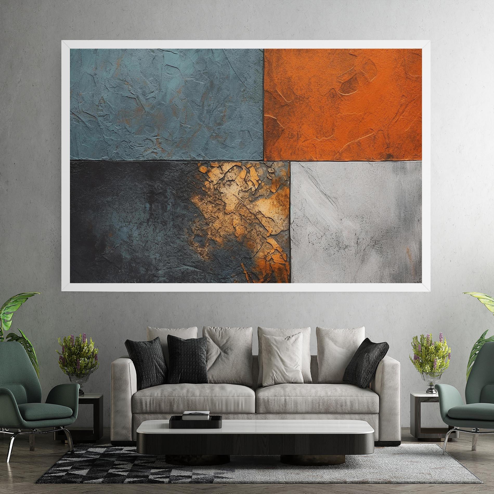 Картина на платно White Square With Gold mockup 7