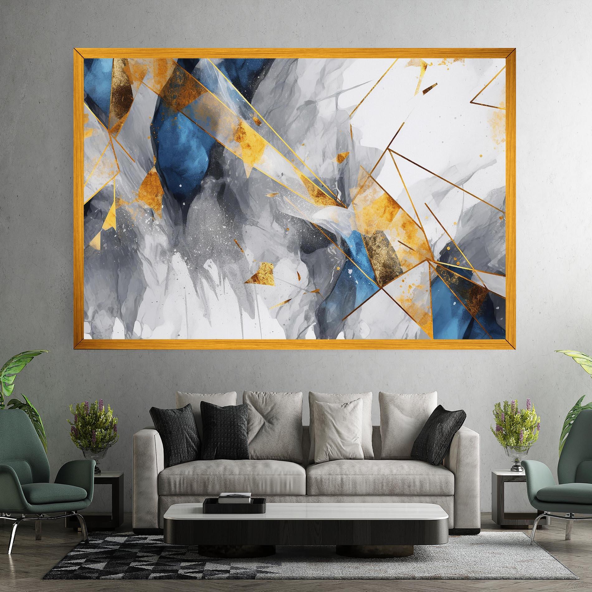 Картина на платно Abstract Gold Blue Pattern mockup 7