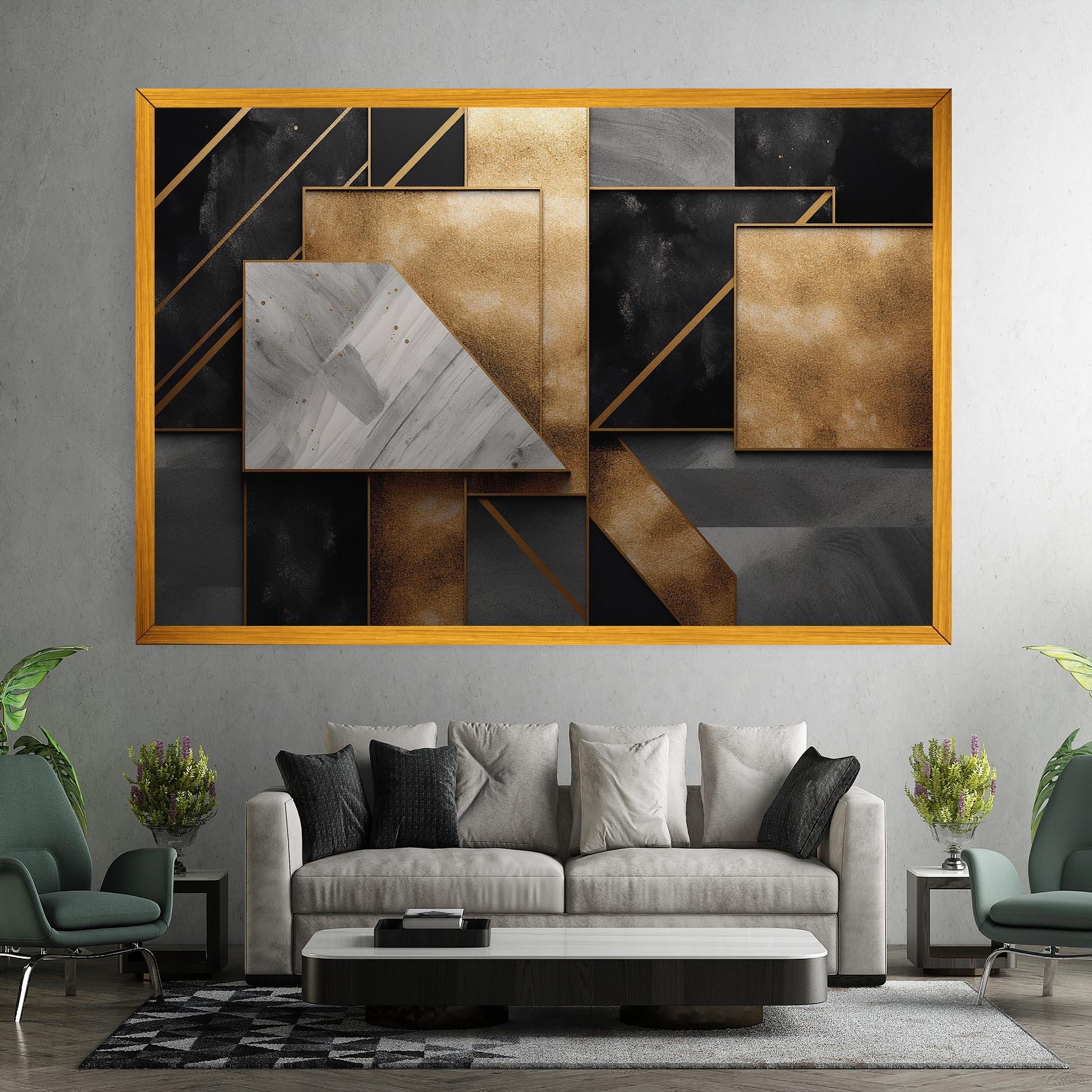 Картина на платно Abstract Gold Square mockup 7