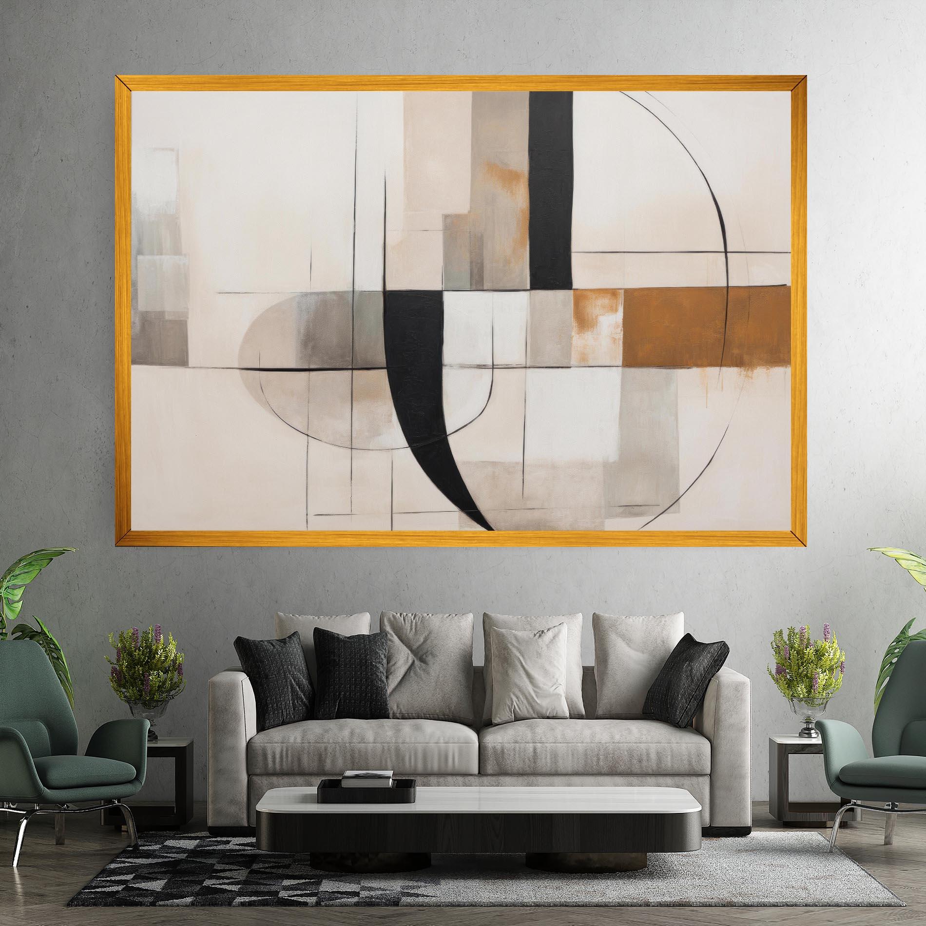 Картина на платно Black Abstract Lines mockup 7