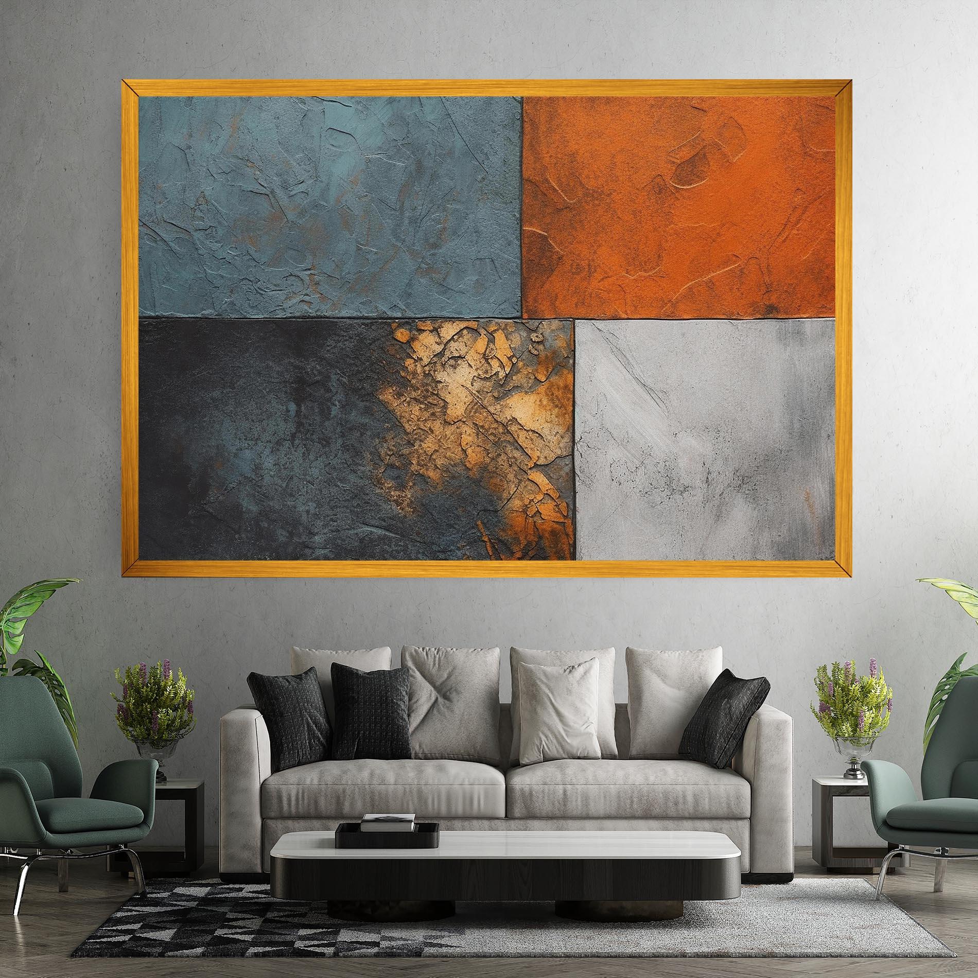 Картина на платно White Square With Gold mockup 7