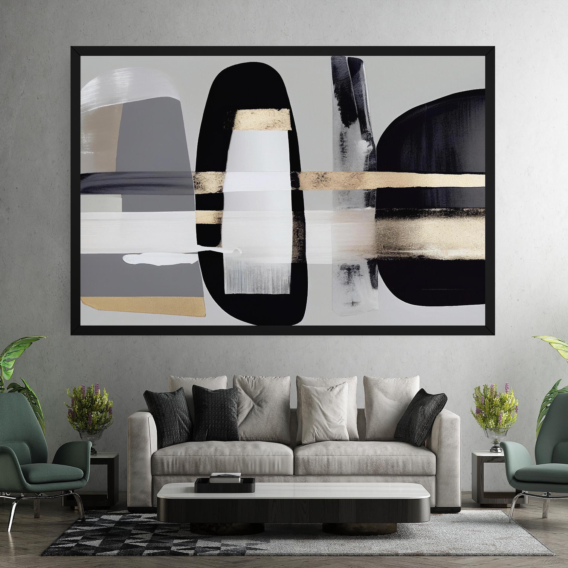 Картина на платно Abstract Gold Painting With Black mockup 7