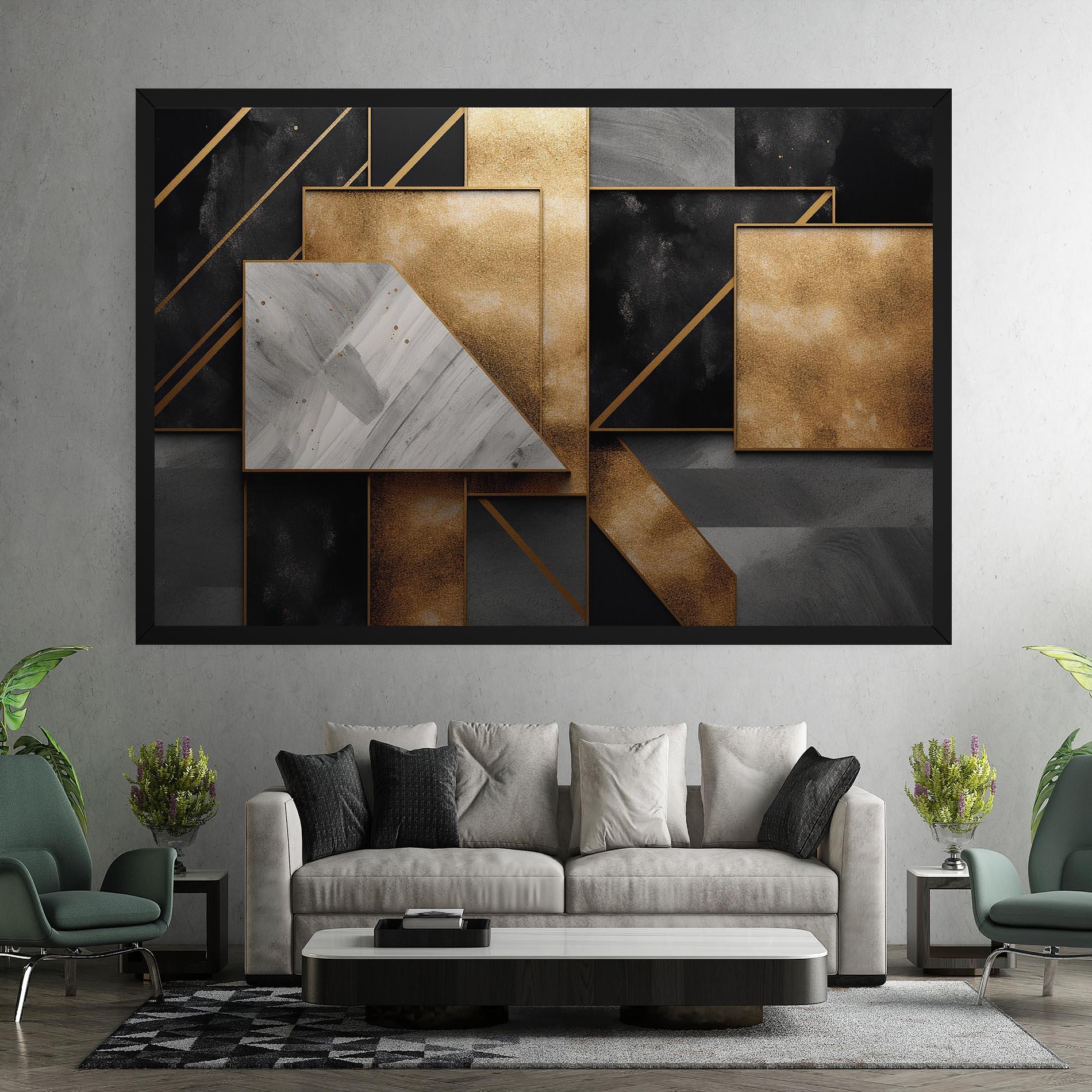 Картина на платно Abstract Gold Square mockup 7