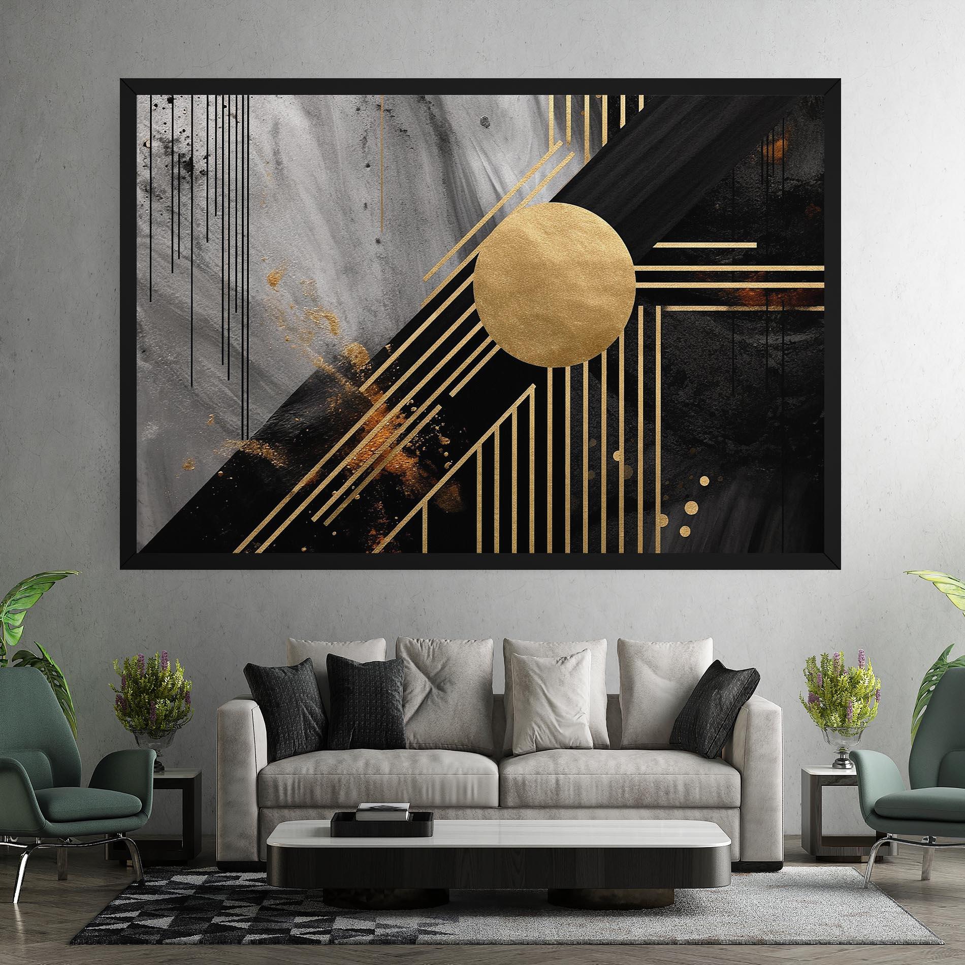 Картина на платно Gold Circle With Lines mockup 7