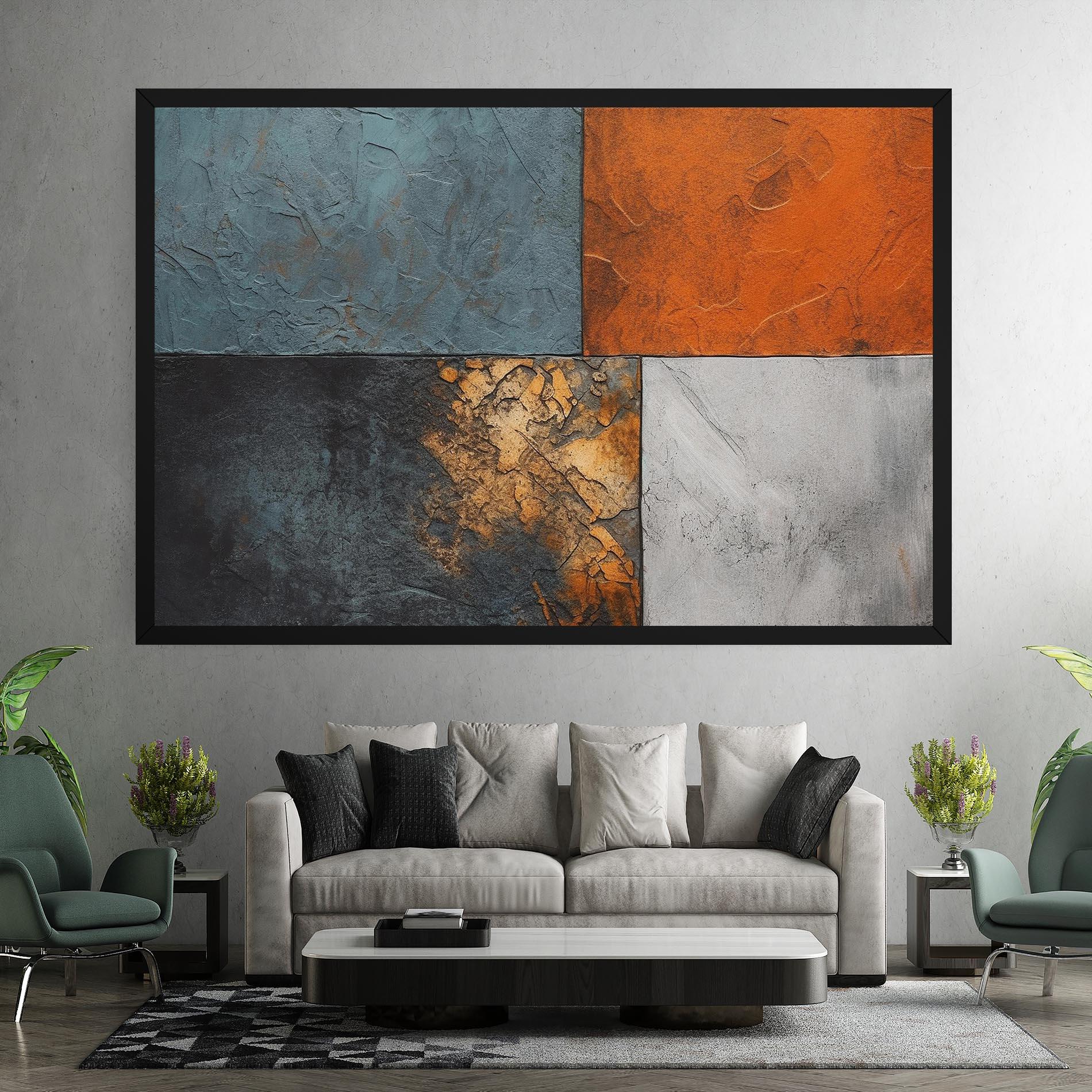 Картина на платно White Square With Gold mockup 7