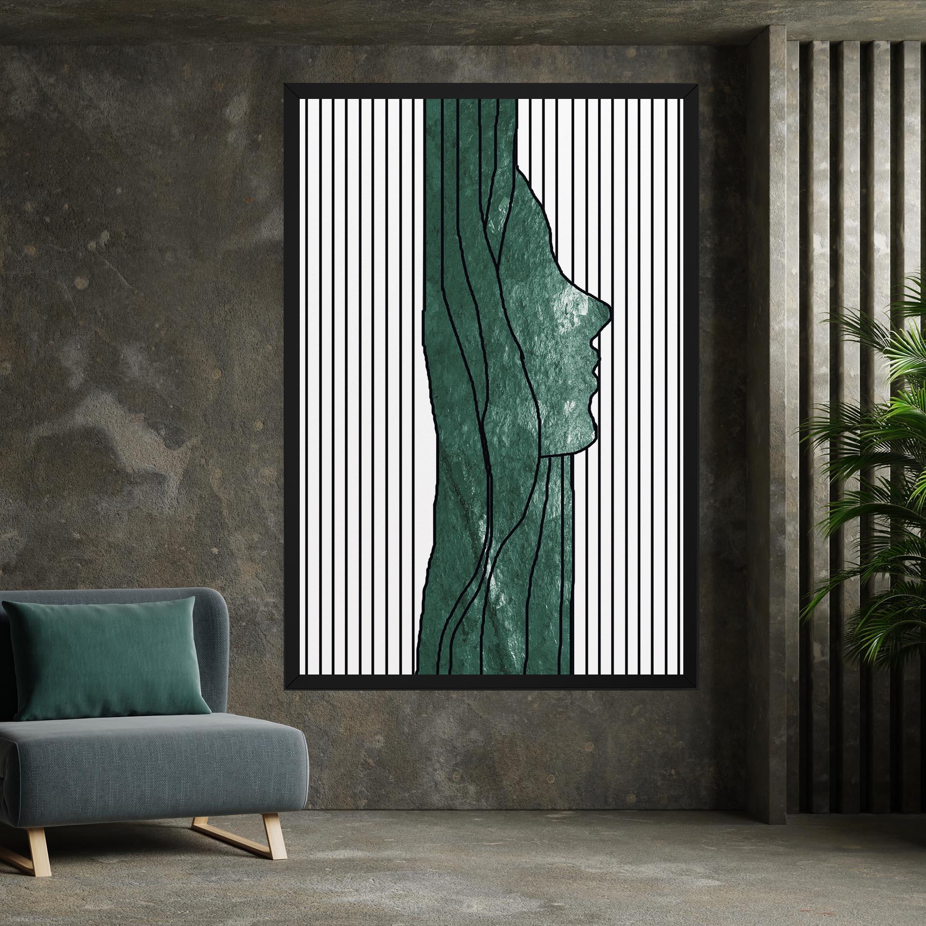 Картина на платно Abstract Green Face mockup 7