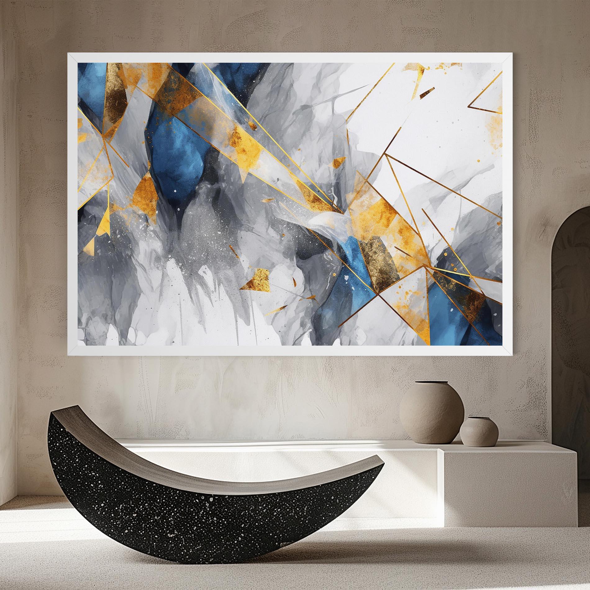 Картина на платно Abstract Gold Blue Pattern mockup 8