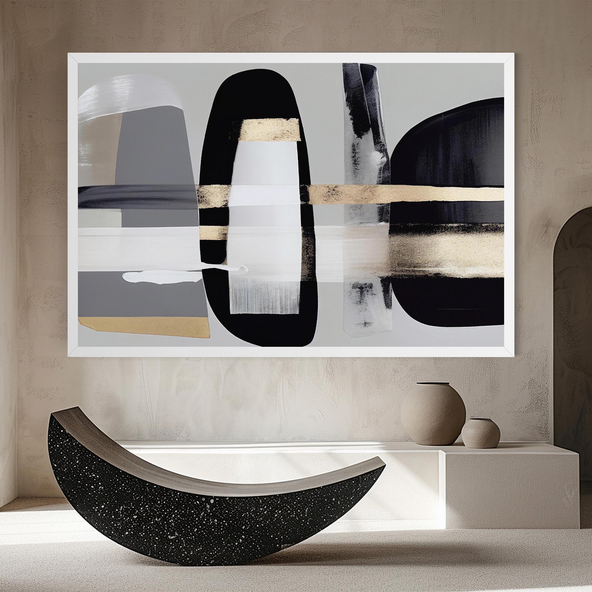 Картина на платно Abstract Gold Painting With Black mockup 8