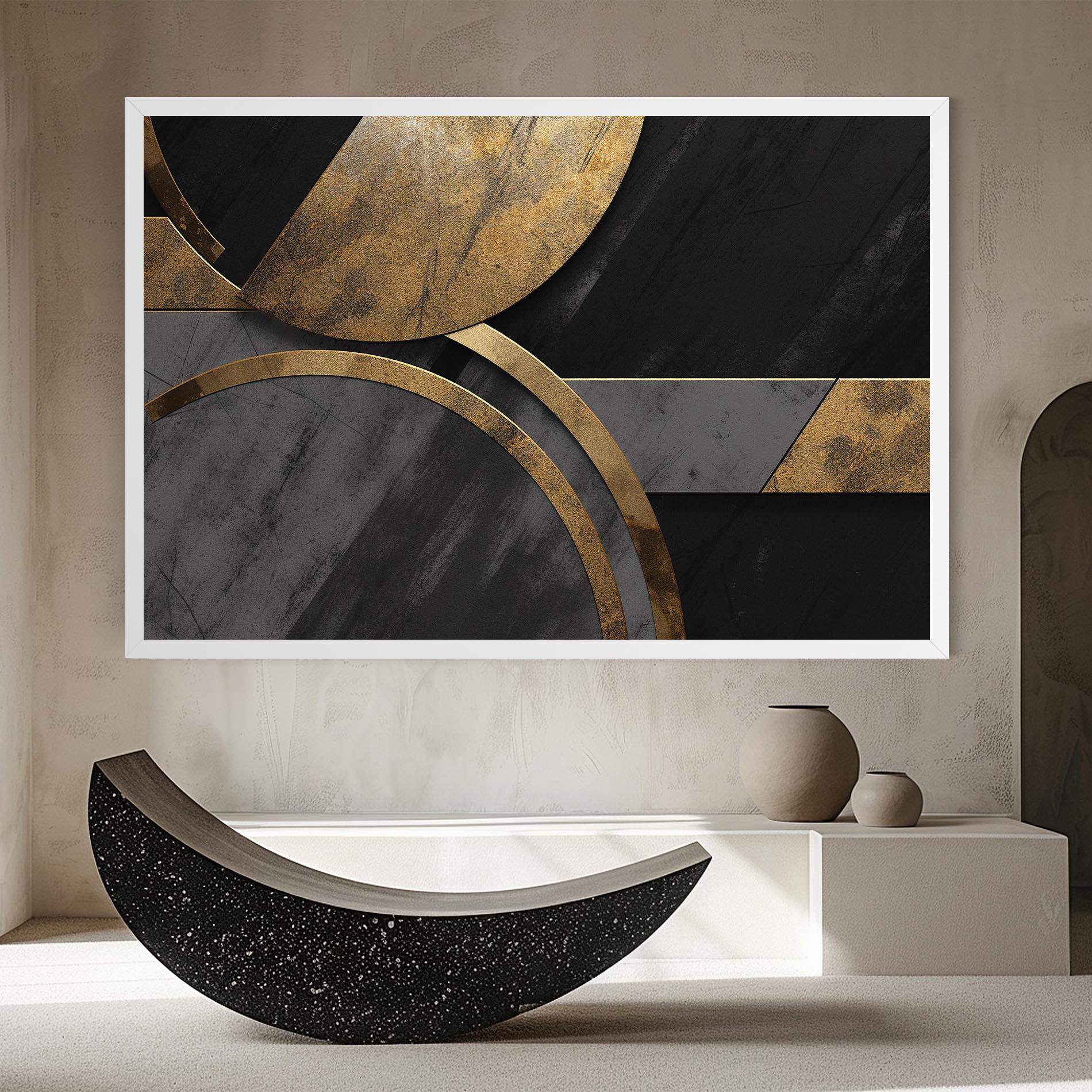 Картина на платно Grey With Gold Painting mockup 8
