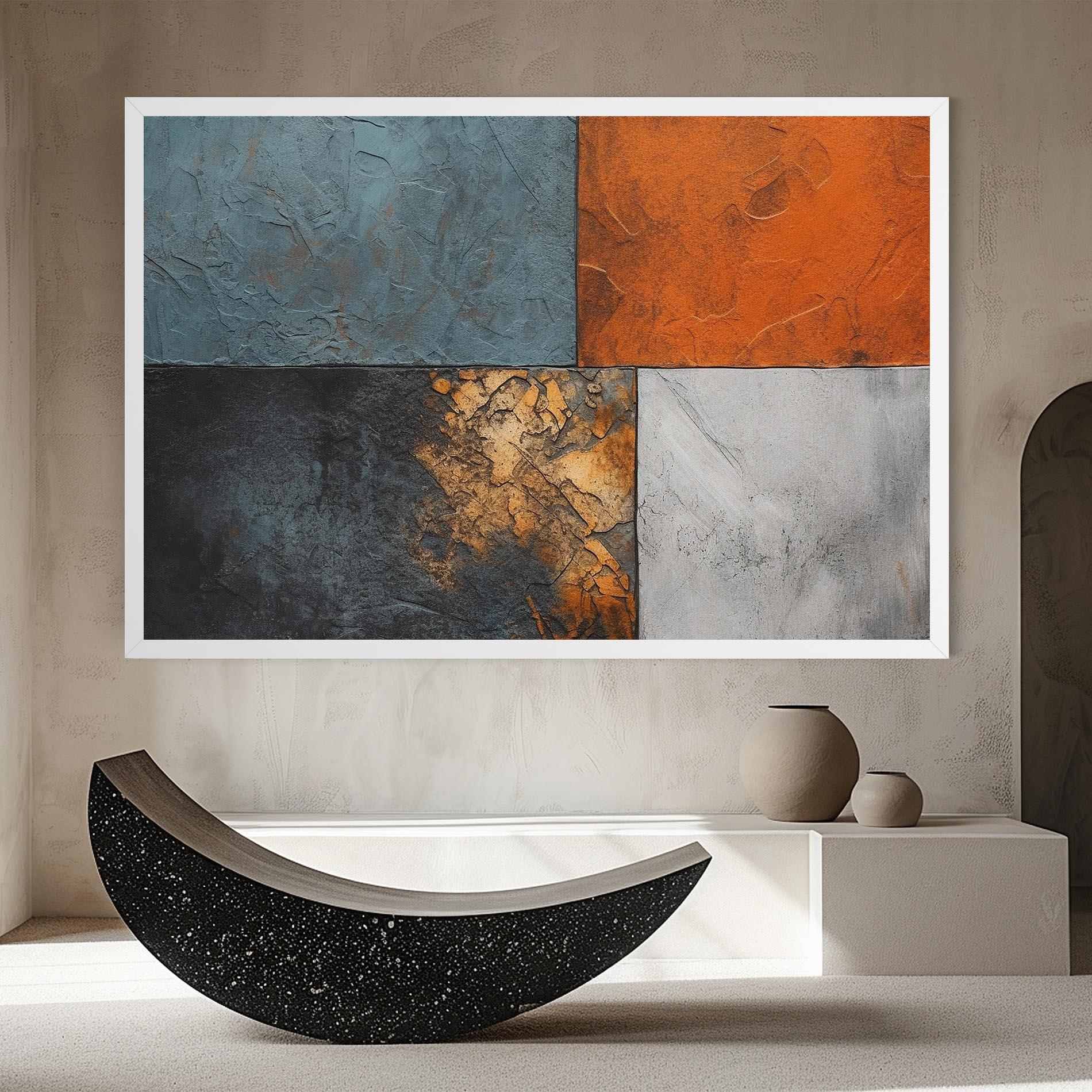 Картина на платно White Square With Gold mockup 8