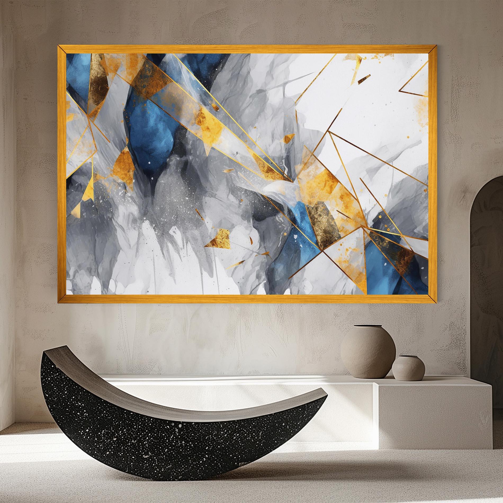 Картина на платно Abstract Gold Blue Pattern mockup 8