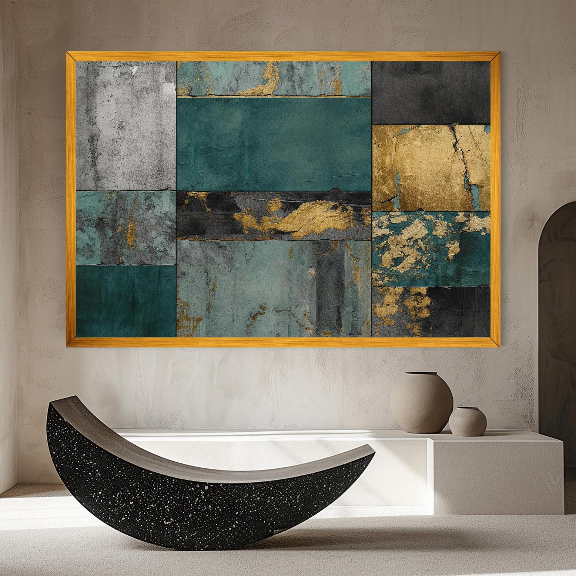 Картина на платно Golden Green Painting mockup 8