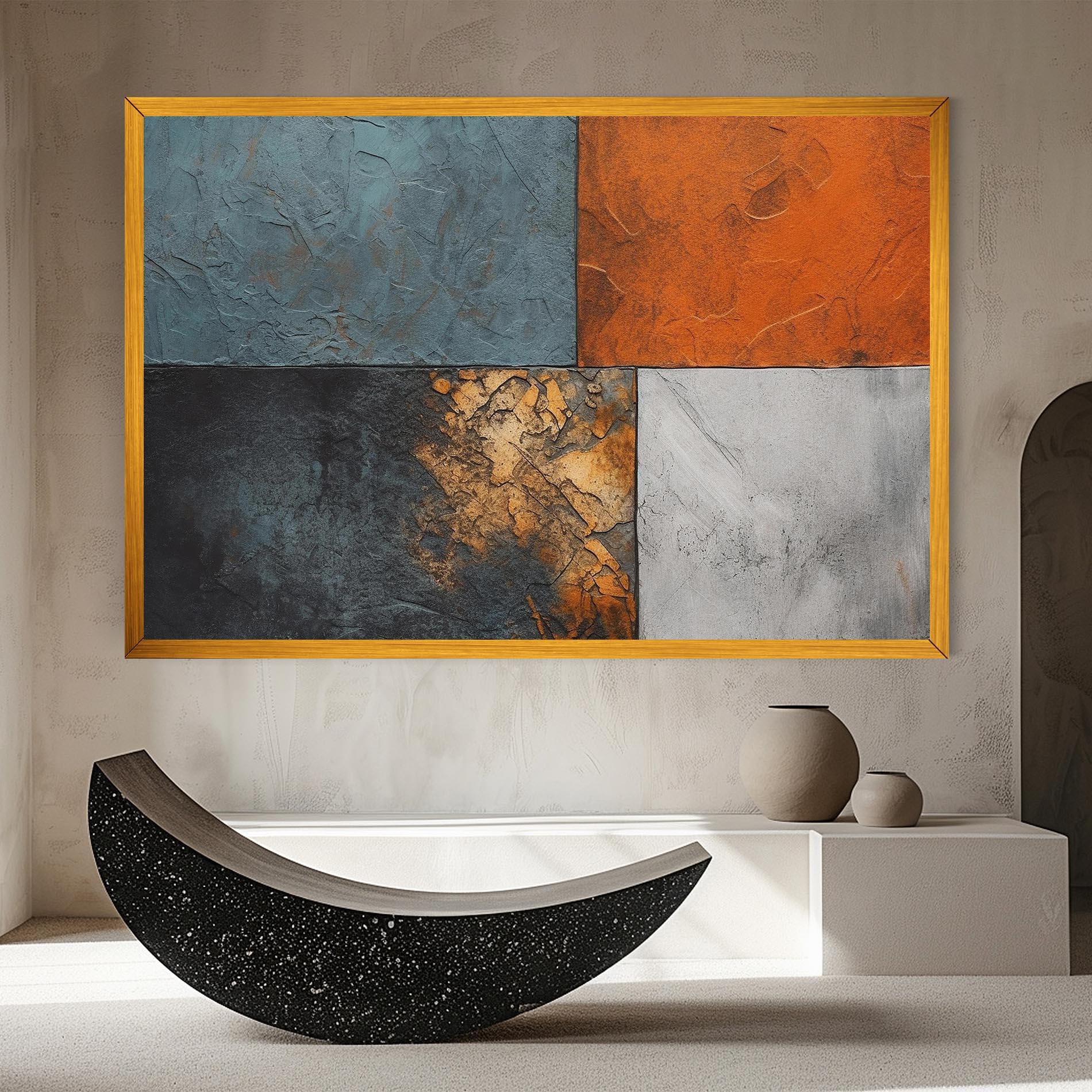 Картина на платно White Square With Gold mockup 8