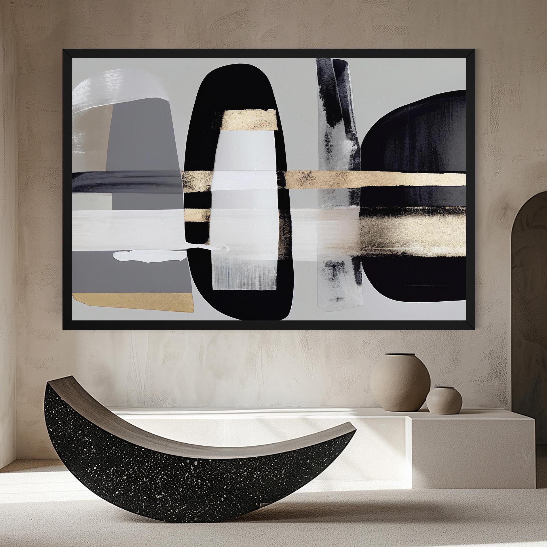 Картина на платно Abstract Gold Painting With Black mockup 8