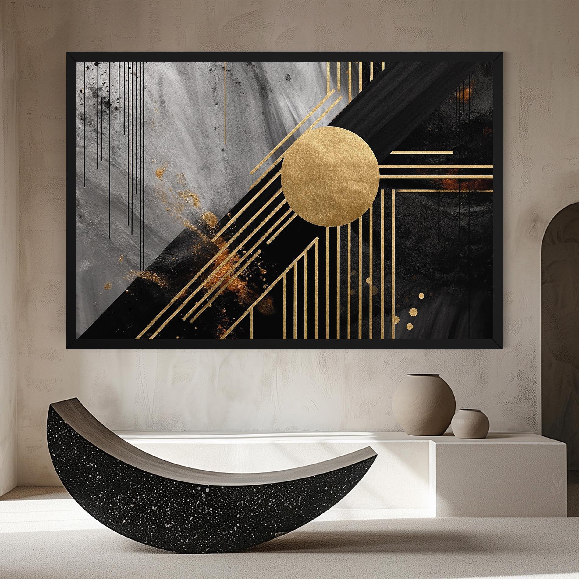 Картина на платно Gold Circle With Lines mockup 8