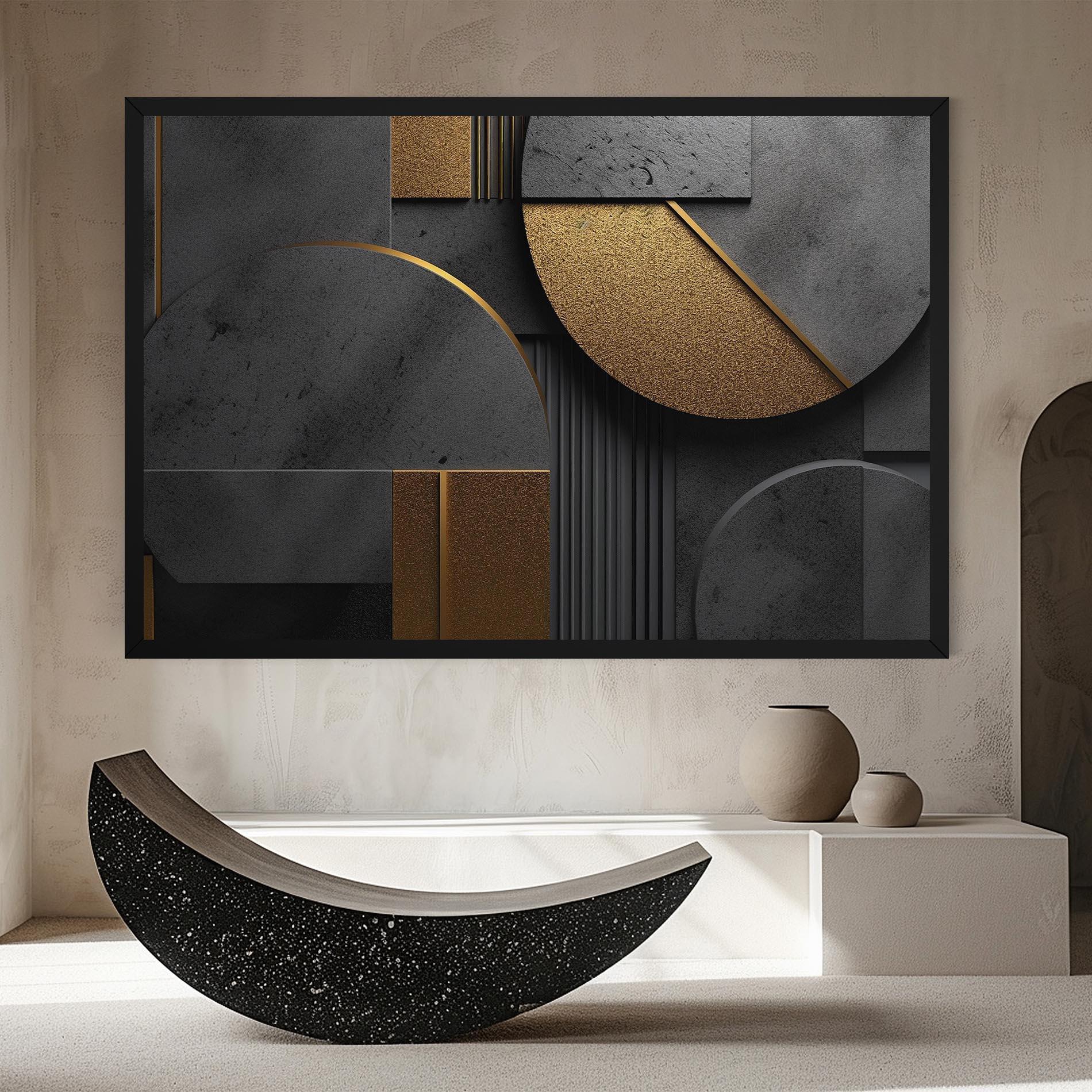 Картина на платно Gold With Grey Circle mockup 8