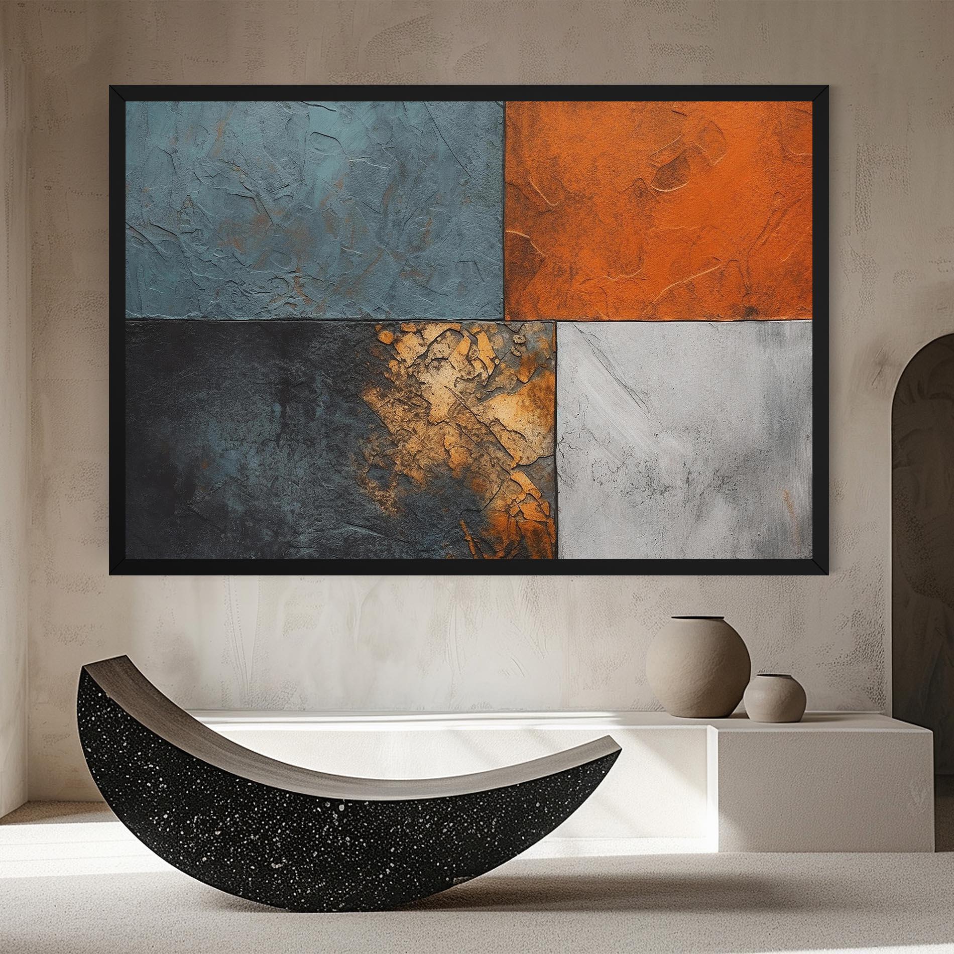 Картина на платно White Square With Gold mockup 8