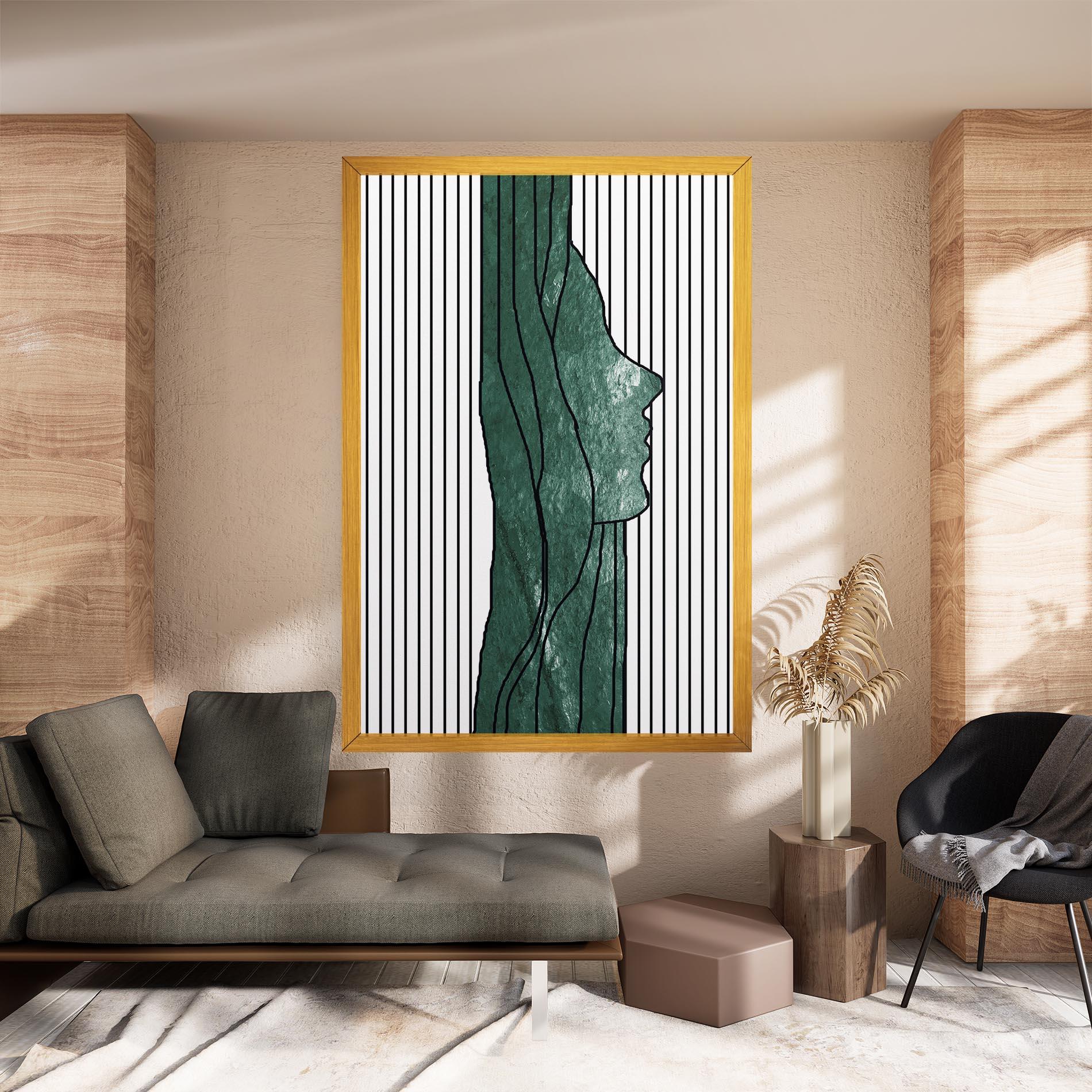 Картина на платно Abstract Green Face mockup 8