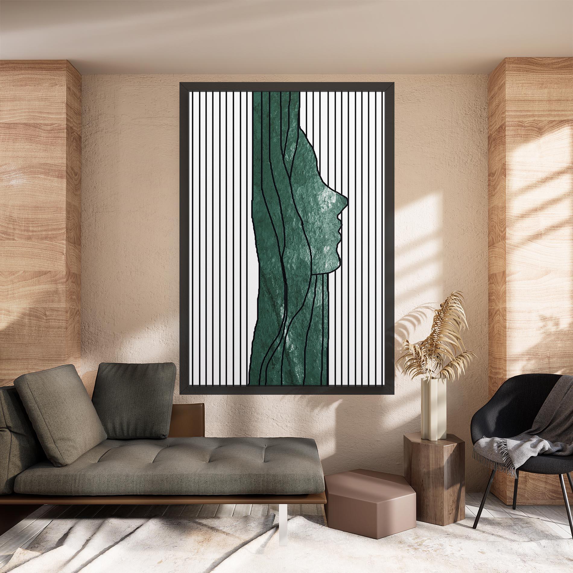 Картина на платно Abstract Green Face mockup 8
