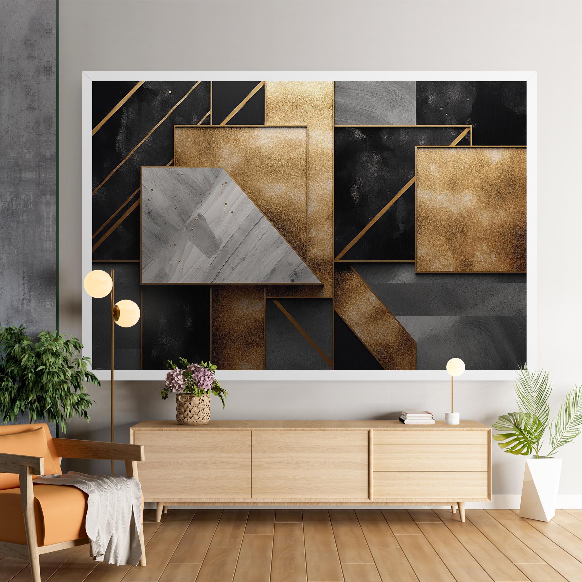 Картина на платно Abstract Gold Square mockup 9