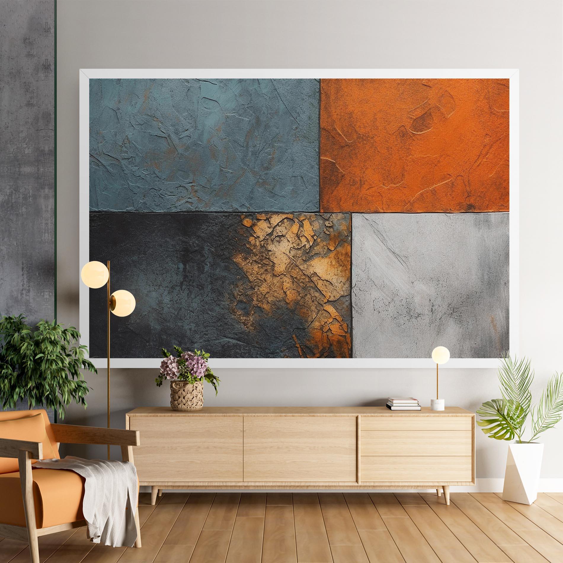 Картина на платно White Square With Gold mockup 9