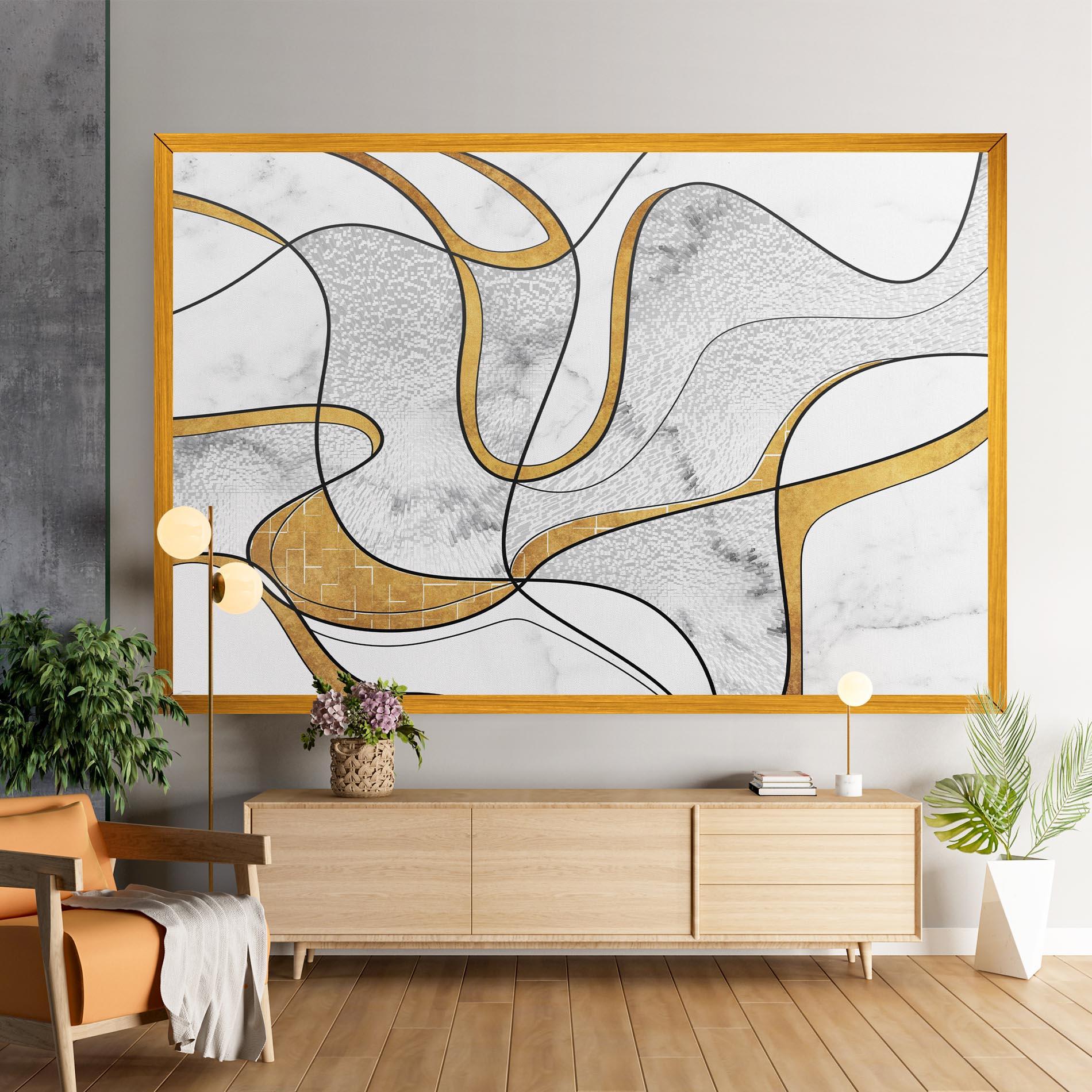 Картина на платно Abstract Gold Lines mockup 9