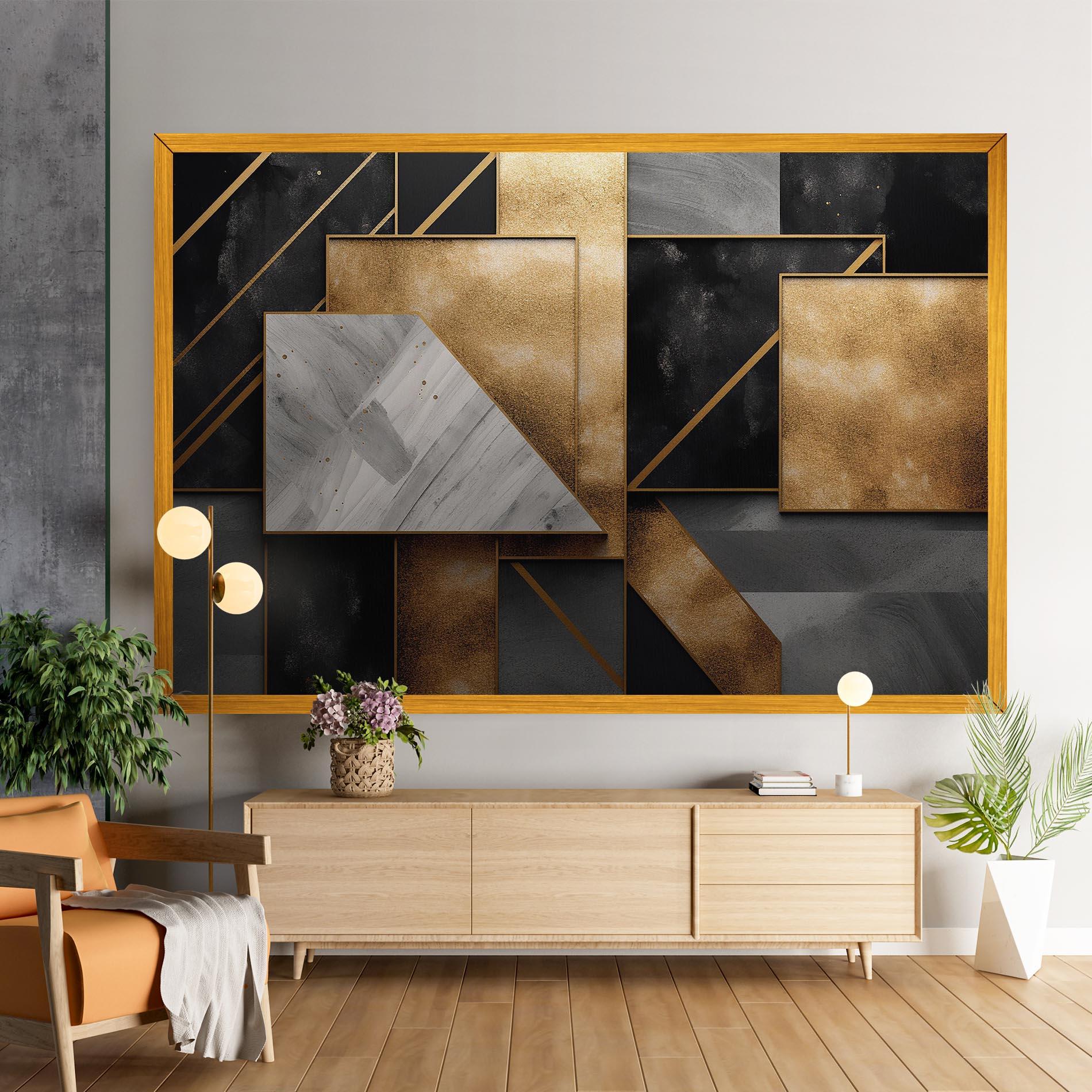 Картина на платно Abstract Gold Square mockup 9