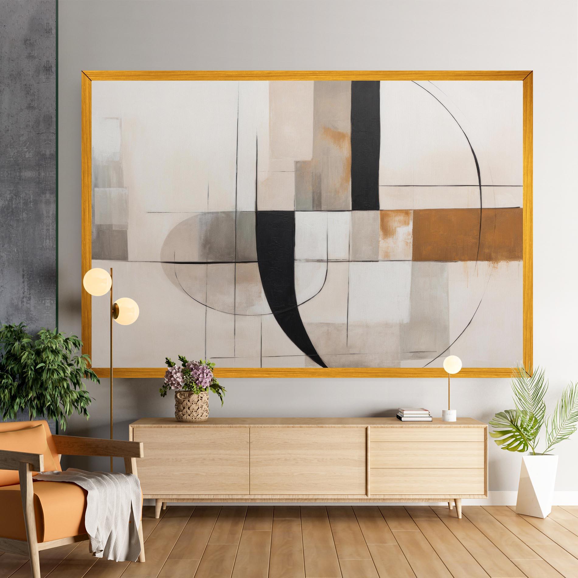 Картина на платно Black Abstract Lines mockup 9