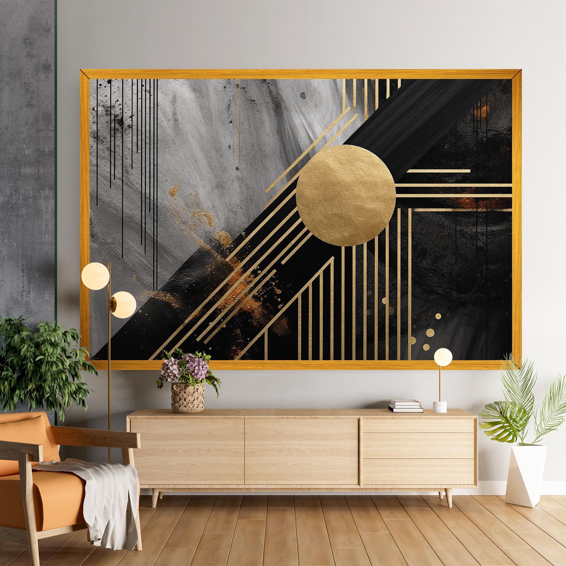 Gold Circle With Lines mockup 9