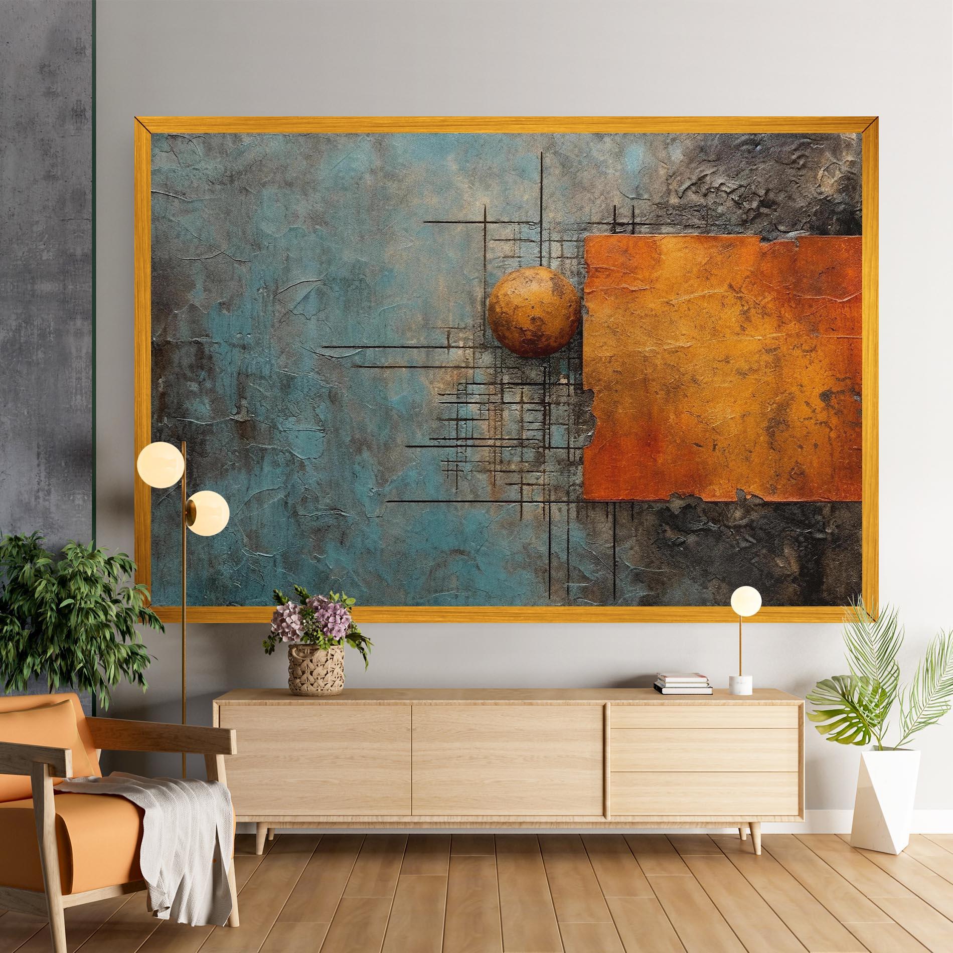 Картина на платно Orange Square Painting mockup 9